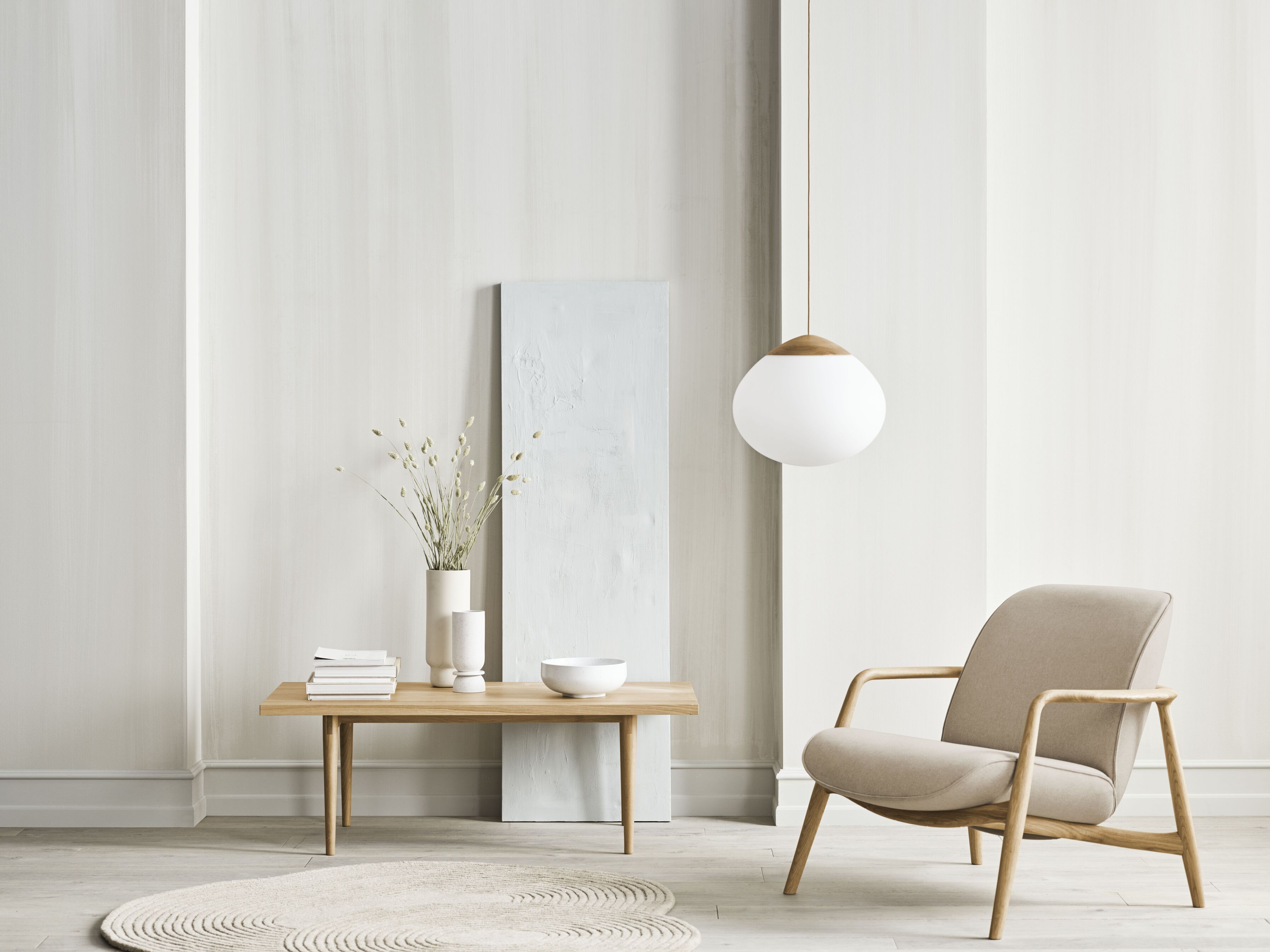 Bowie armchair base made of bleached oak wood