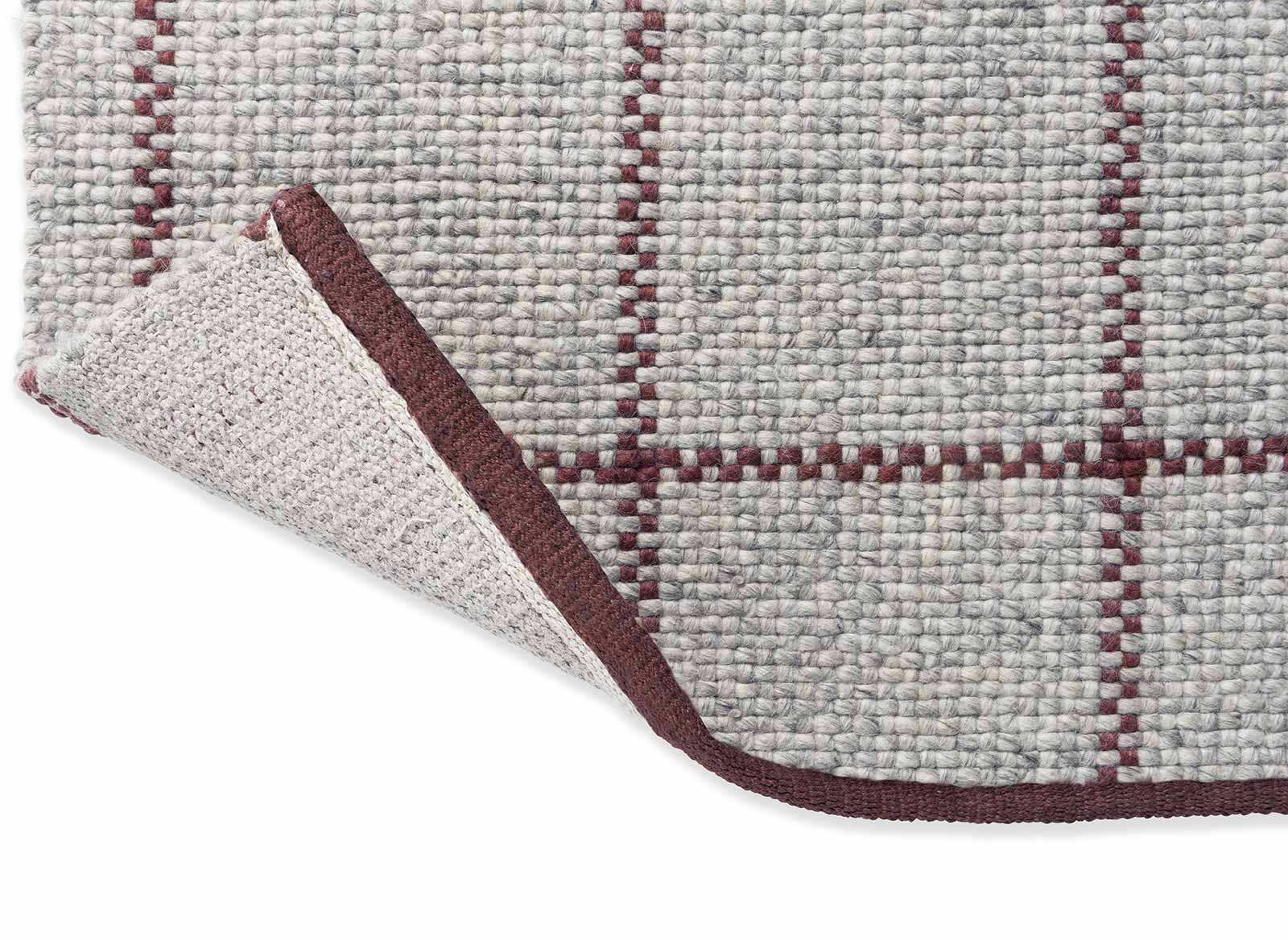 Craft Matter Check Gray rug with burgundy