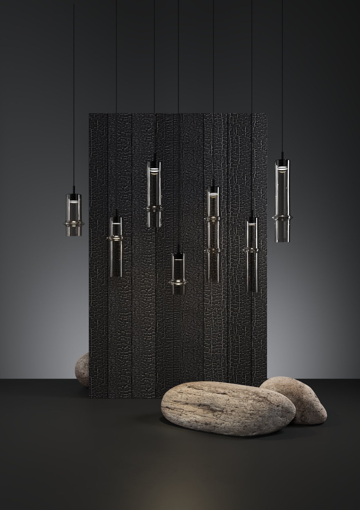 Hanging lamp bamboo forest glass