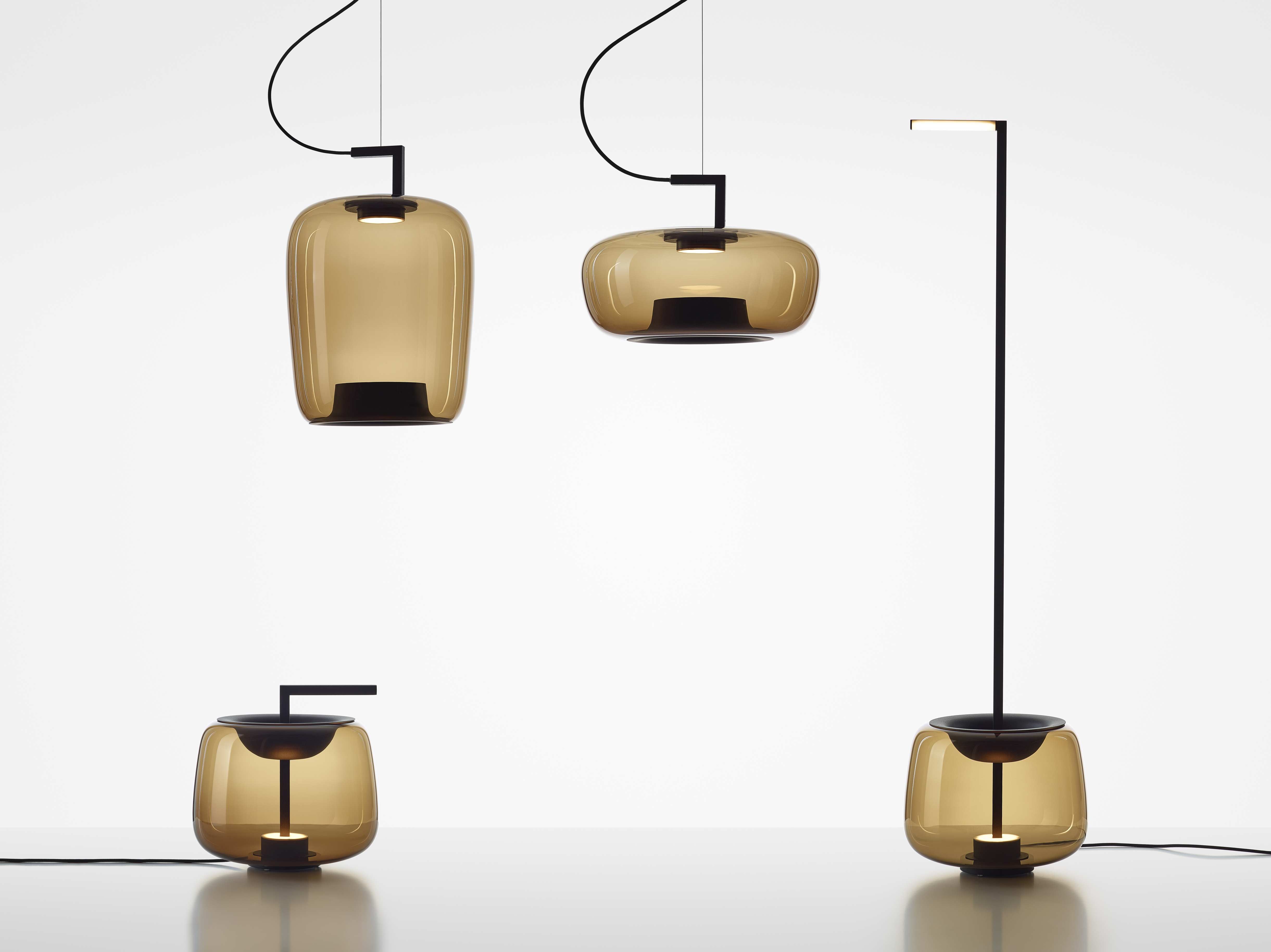 Doppelte Tischlampe glänzendes Glas