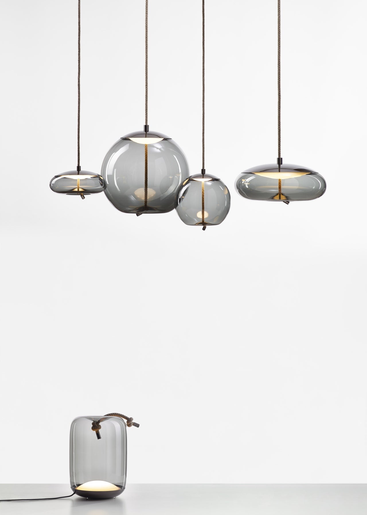 Wick hanging lamp - glass sphere