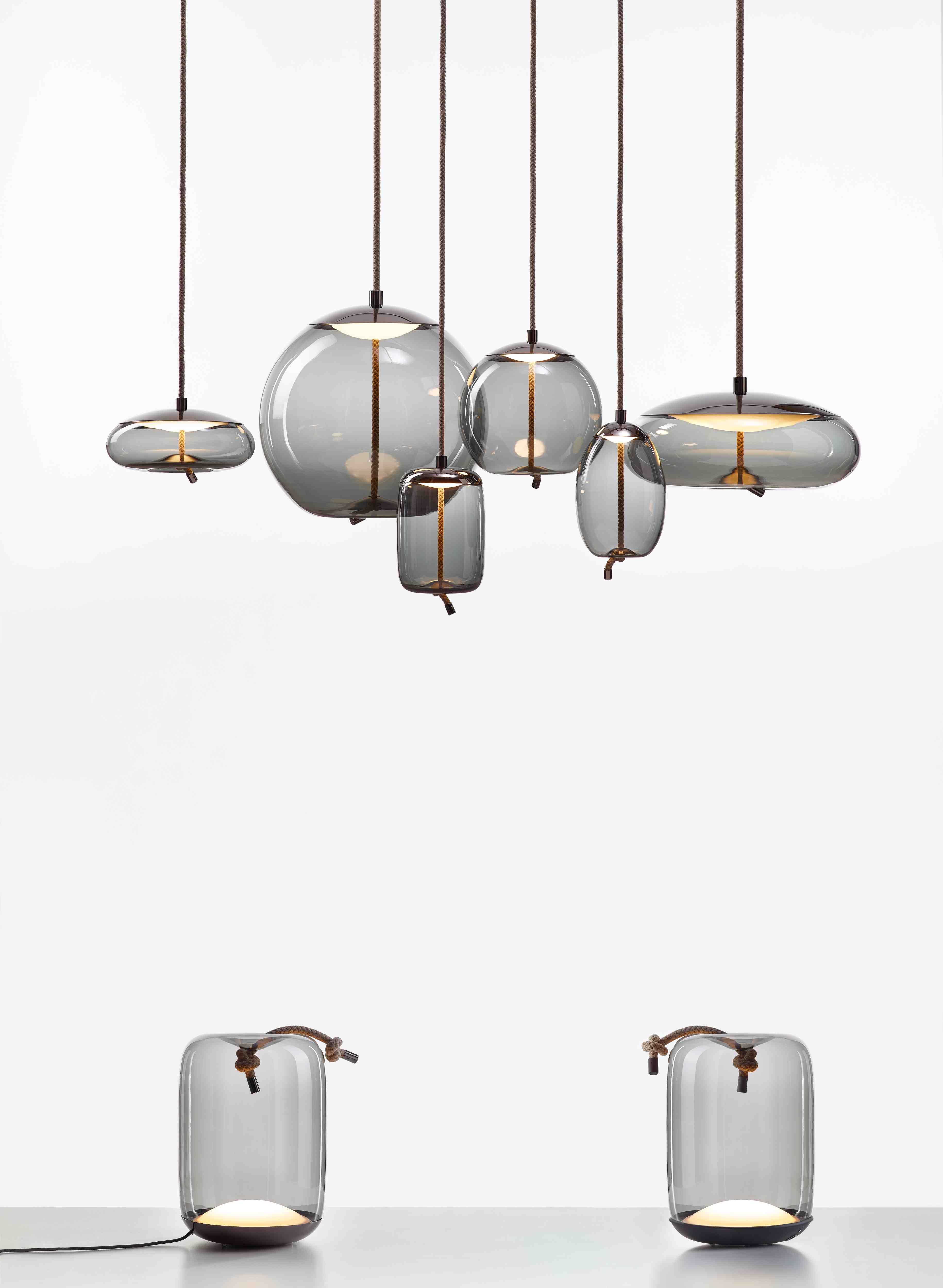 Knot Small hanging lamp - Cilindro glass