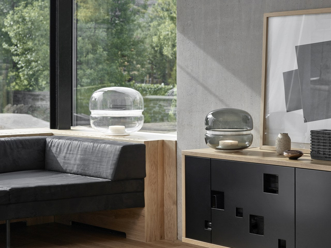 Macaron mini table lamp inflatable glass with onyx