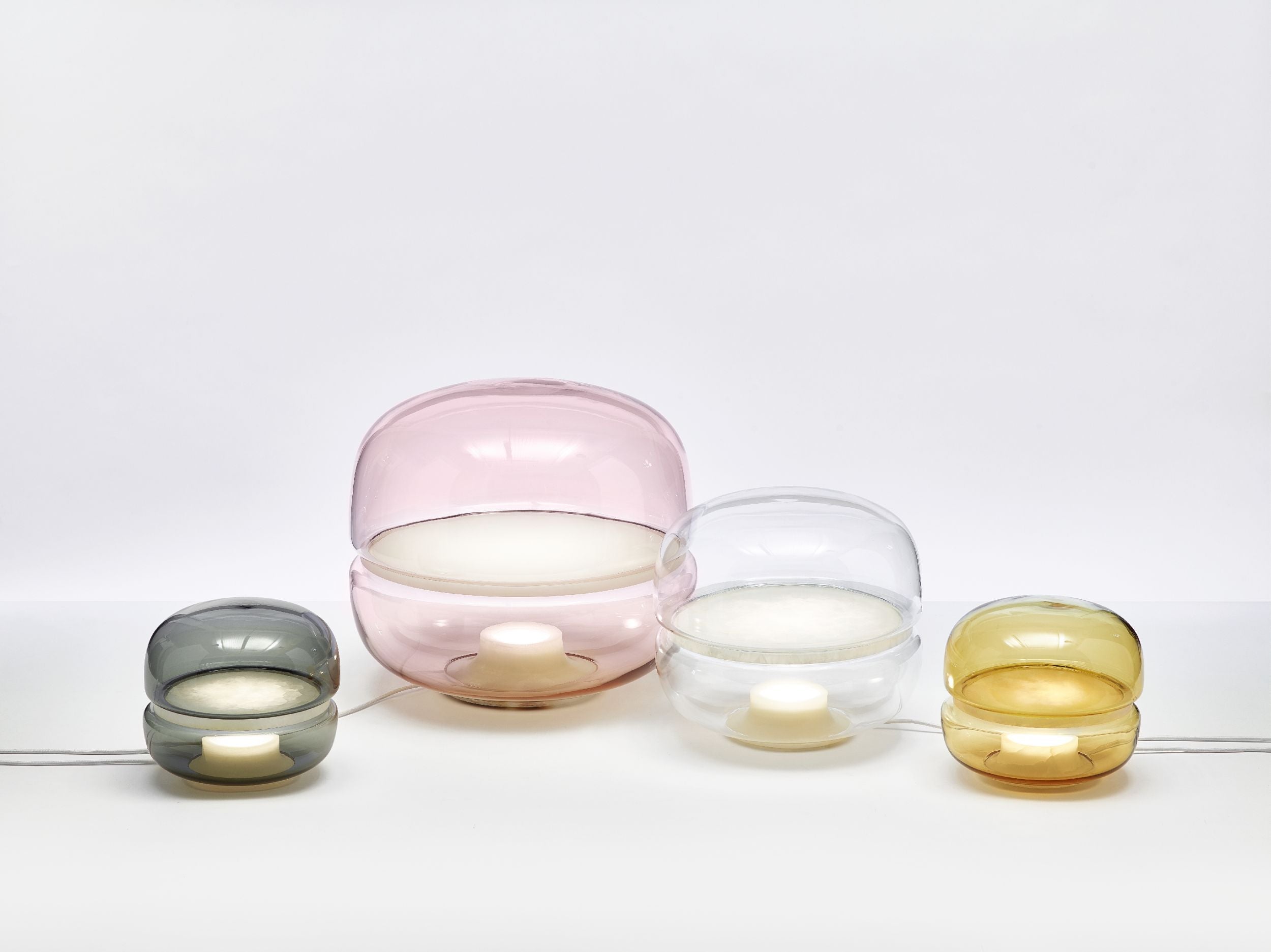Macaron mini table lamp inflatable glass with onyx