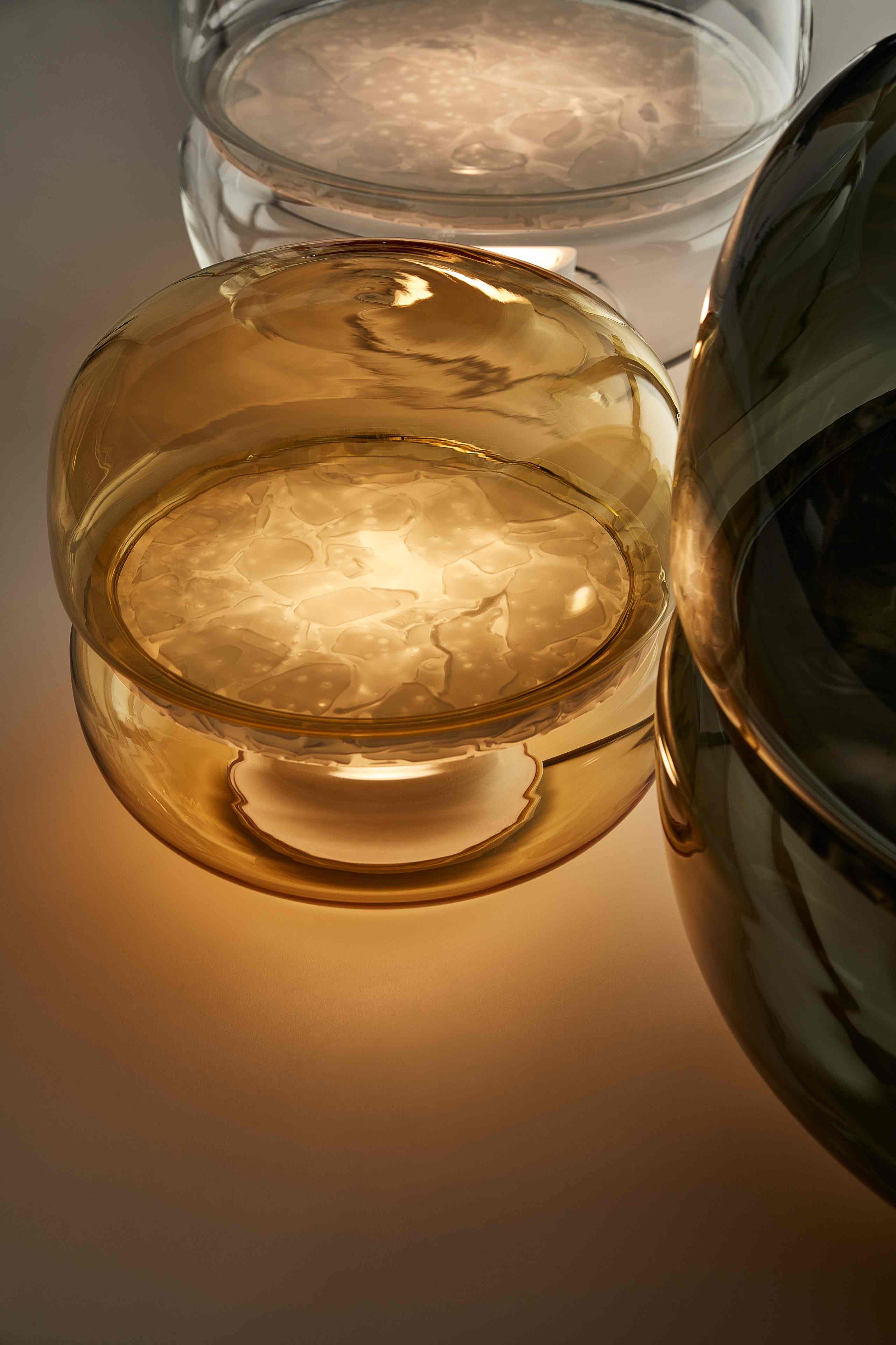 Macaron mini table lamp inflatable glass with onyx