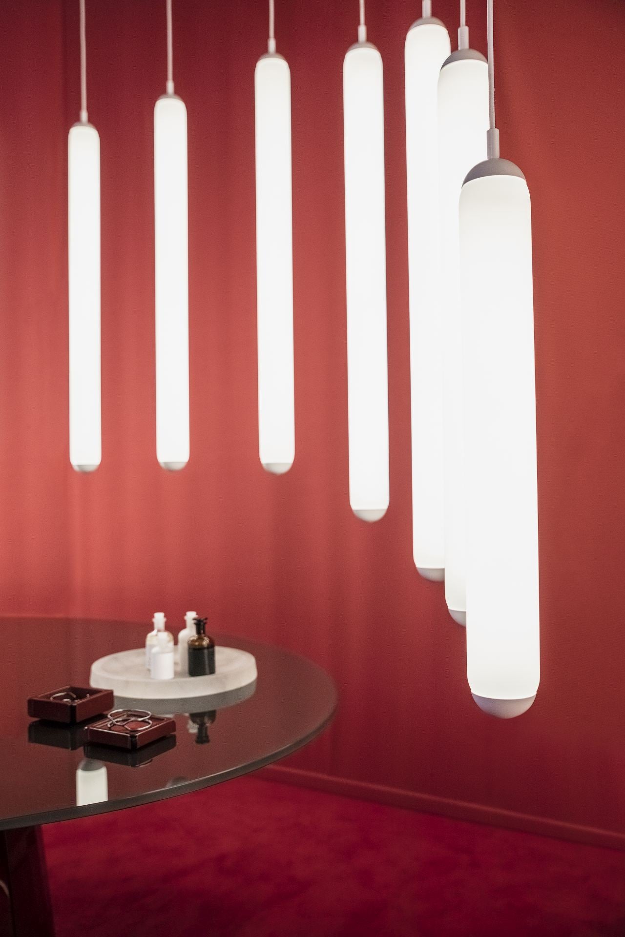 Puro solo hanging lamp - vertical matt glass