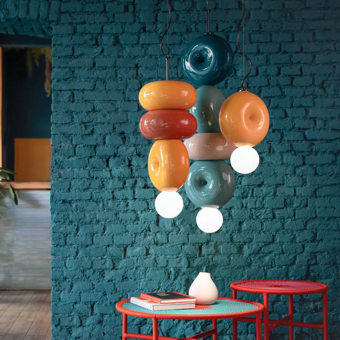 Keramik -Anhängerlampe Bumbum Orange mit Gelb