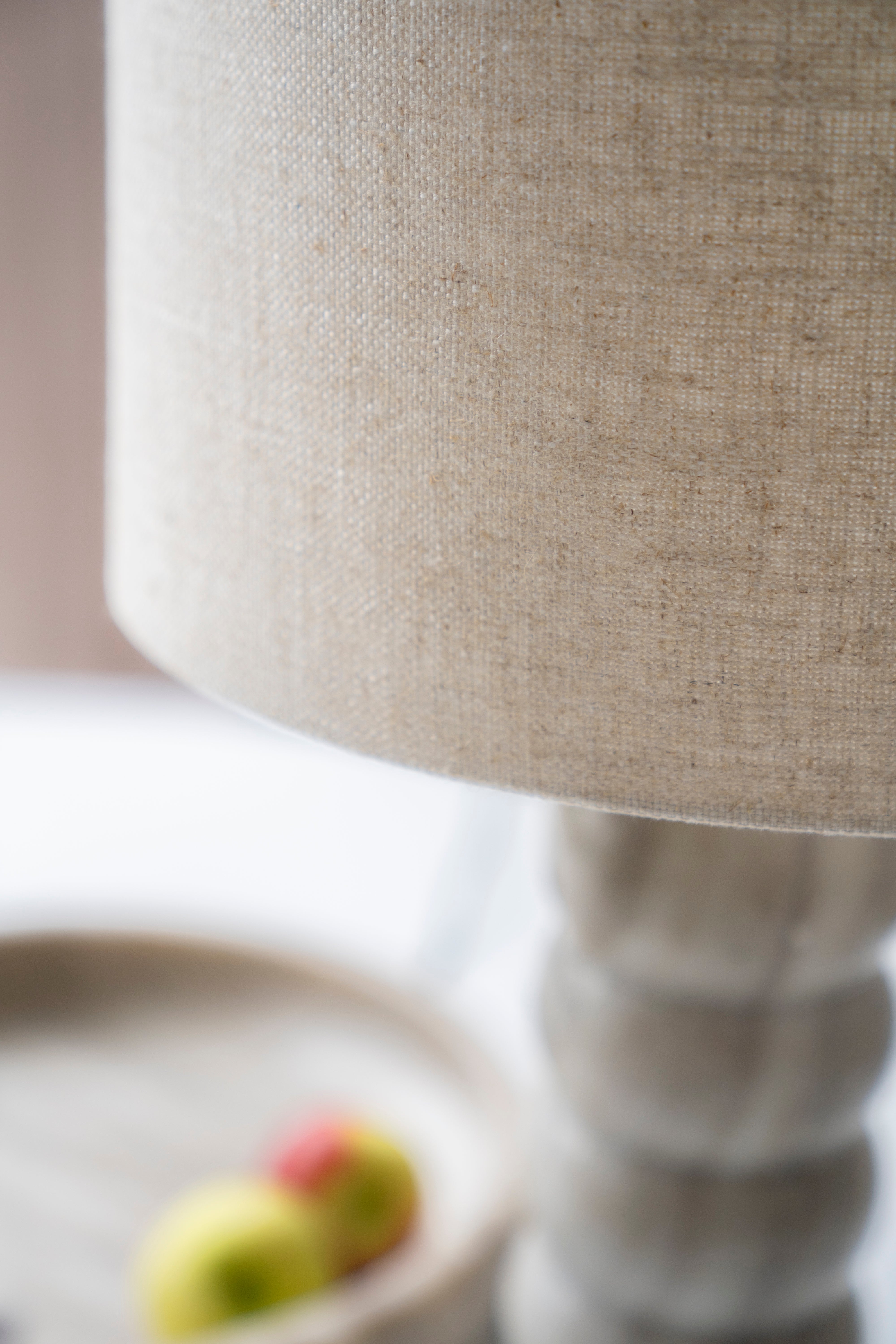 PATRON Table Lamp Beige Marble with Cream Shade