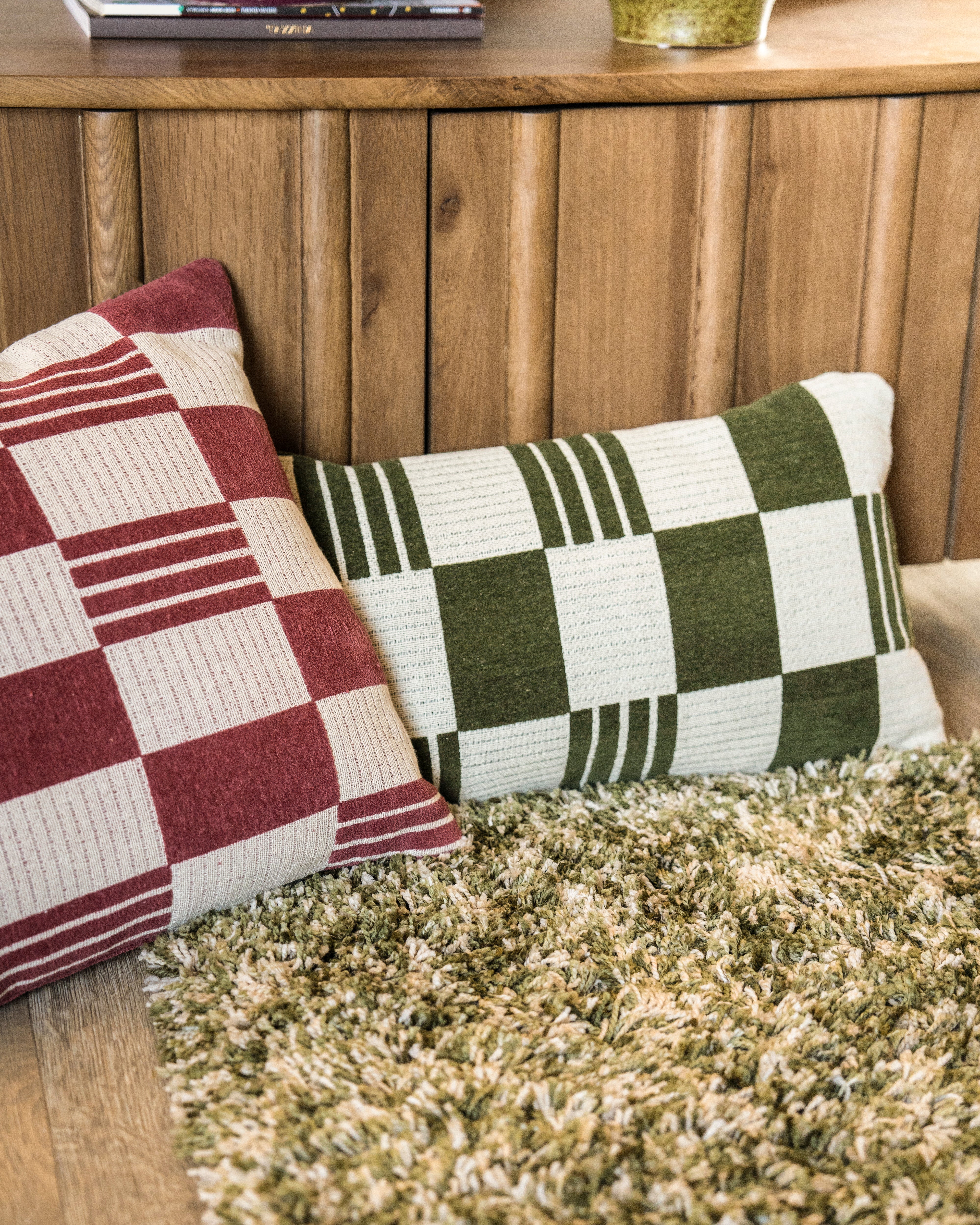 Poduszka TWIST zielony z beżowym