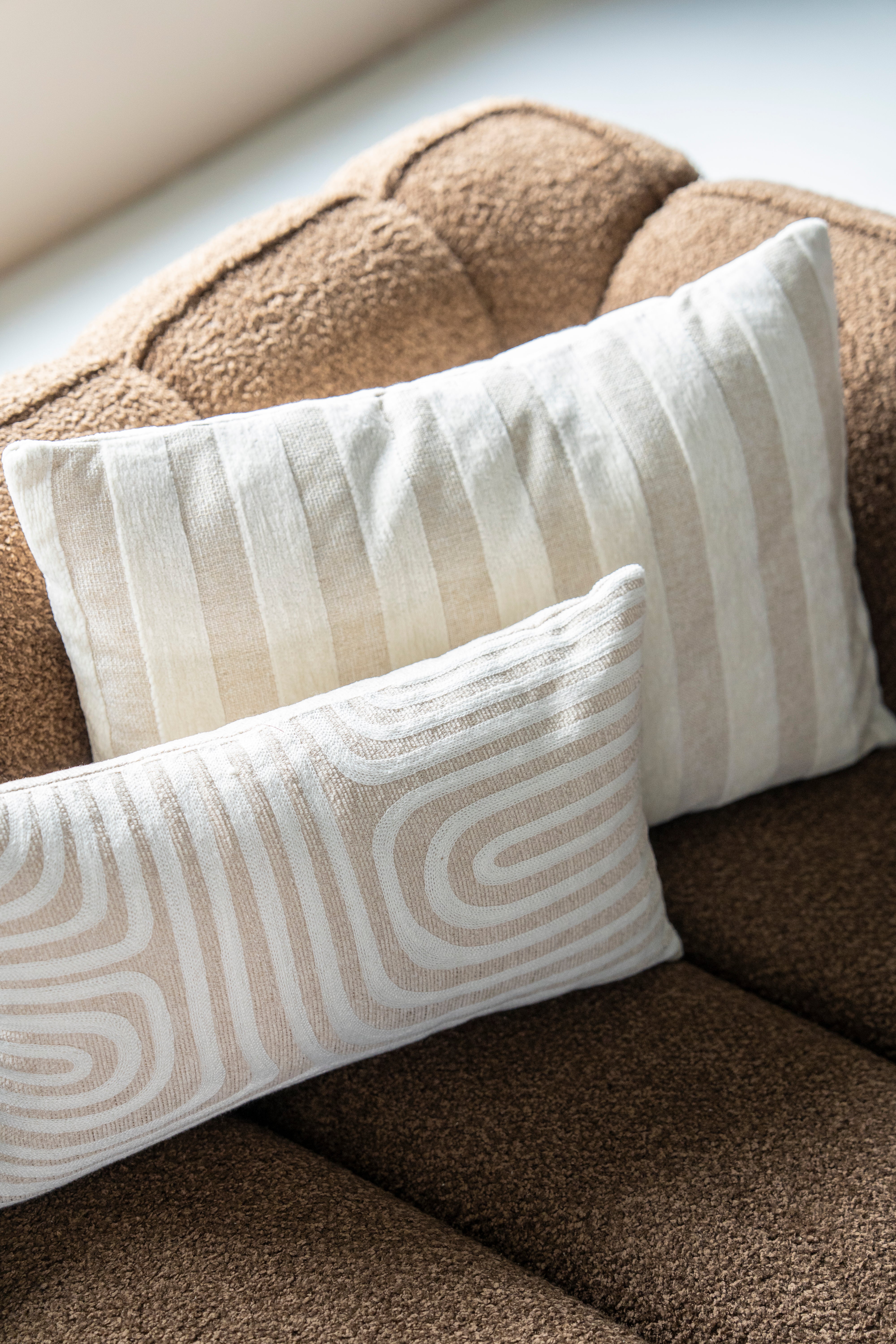 RAYA Cushion in Beige Stripes