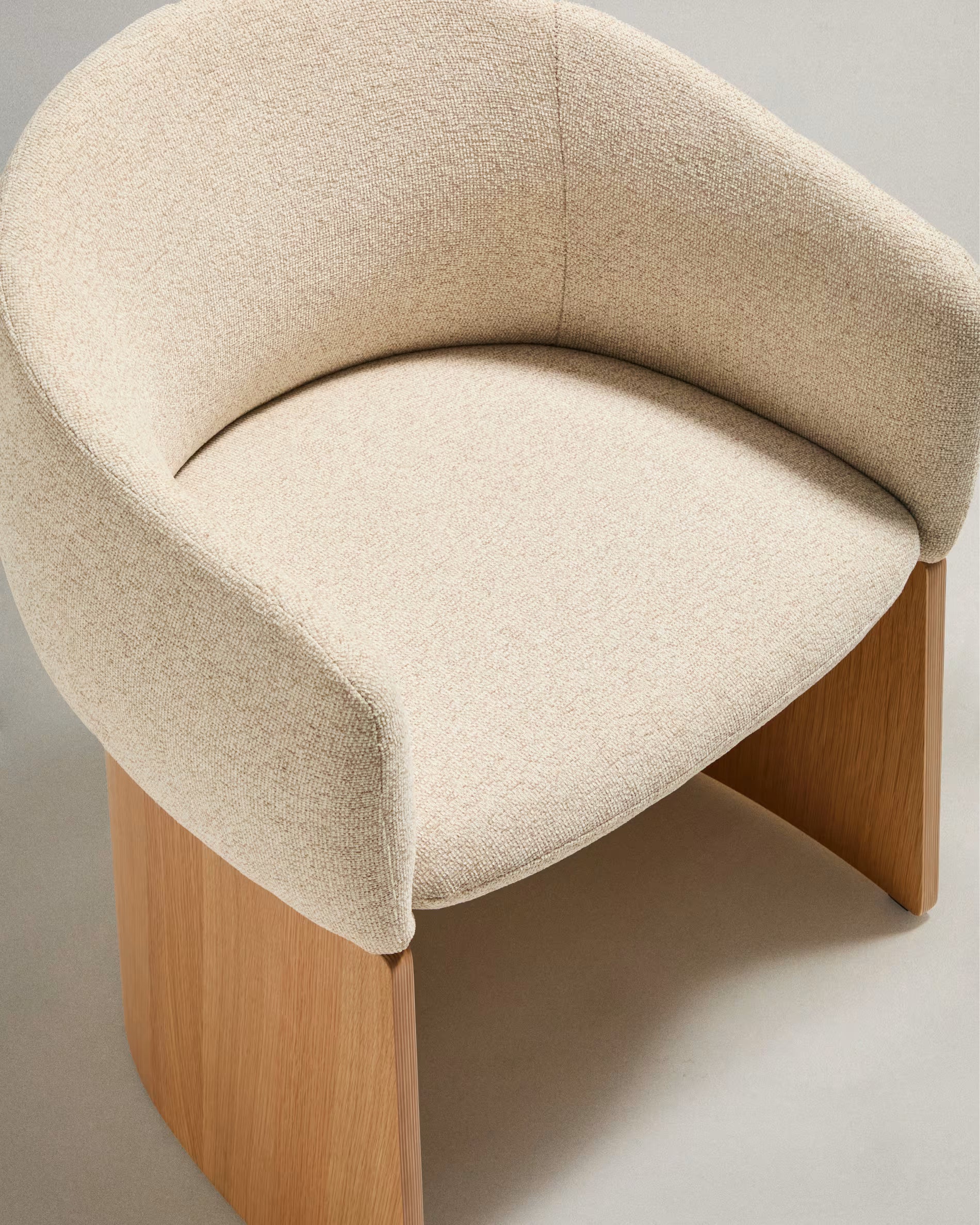 BOSCA chair beige chenille with oak veneer base