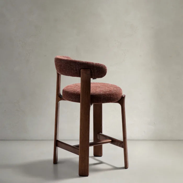 GRANITE brown chenille stool with a dark ash base