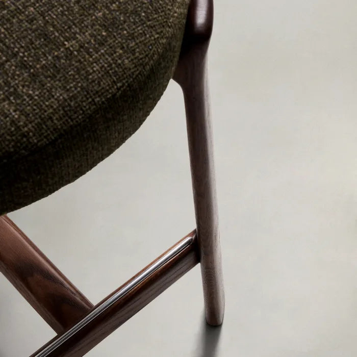GRANITE green chenille stool with a dark ash base