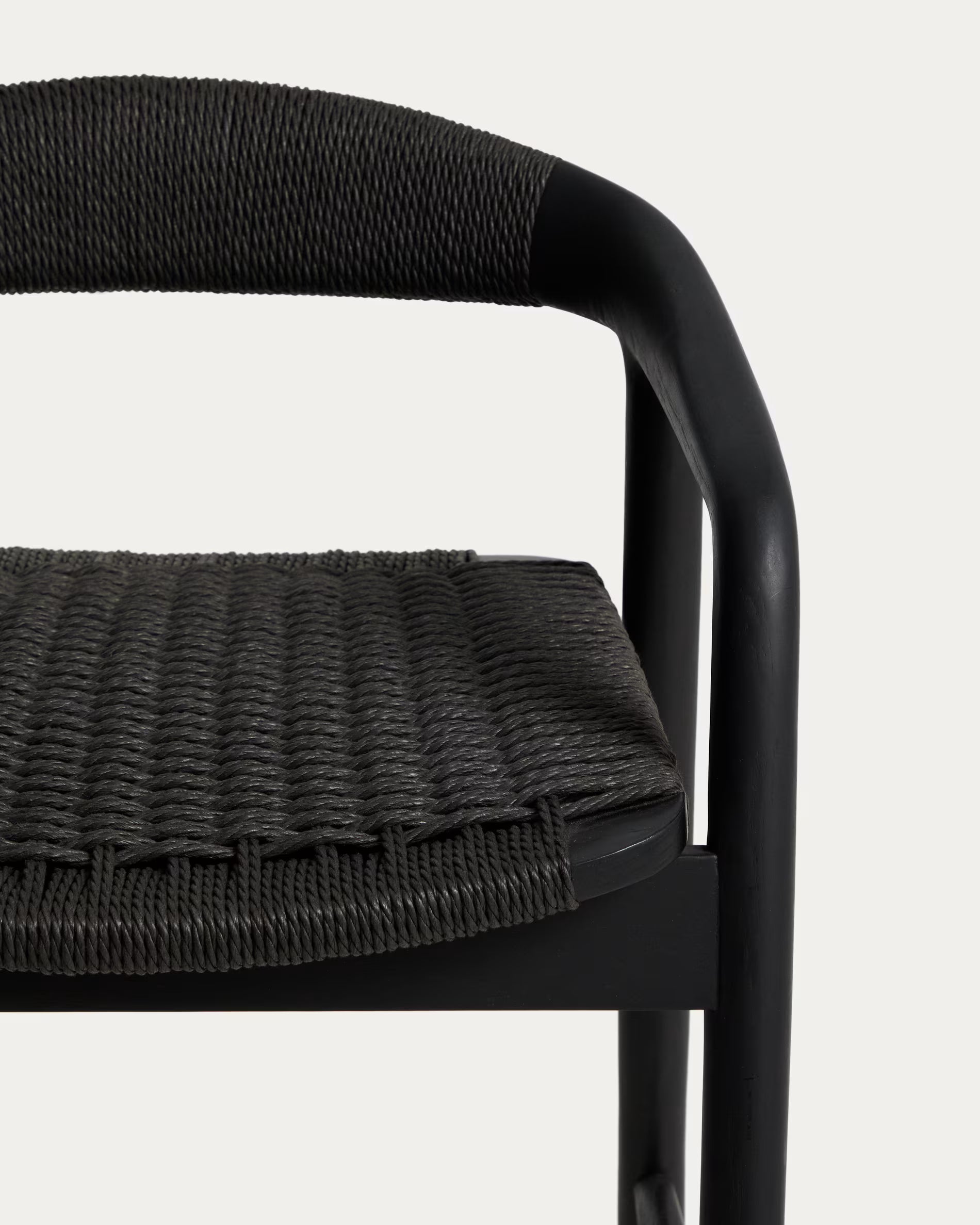 DERILE bar stool in black oak wood with a black cord.