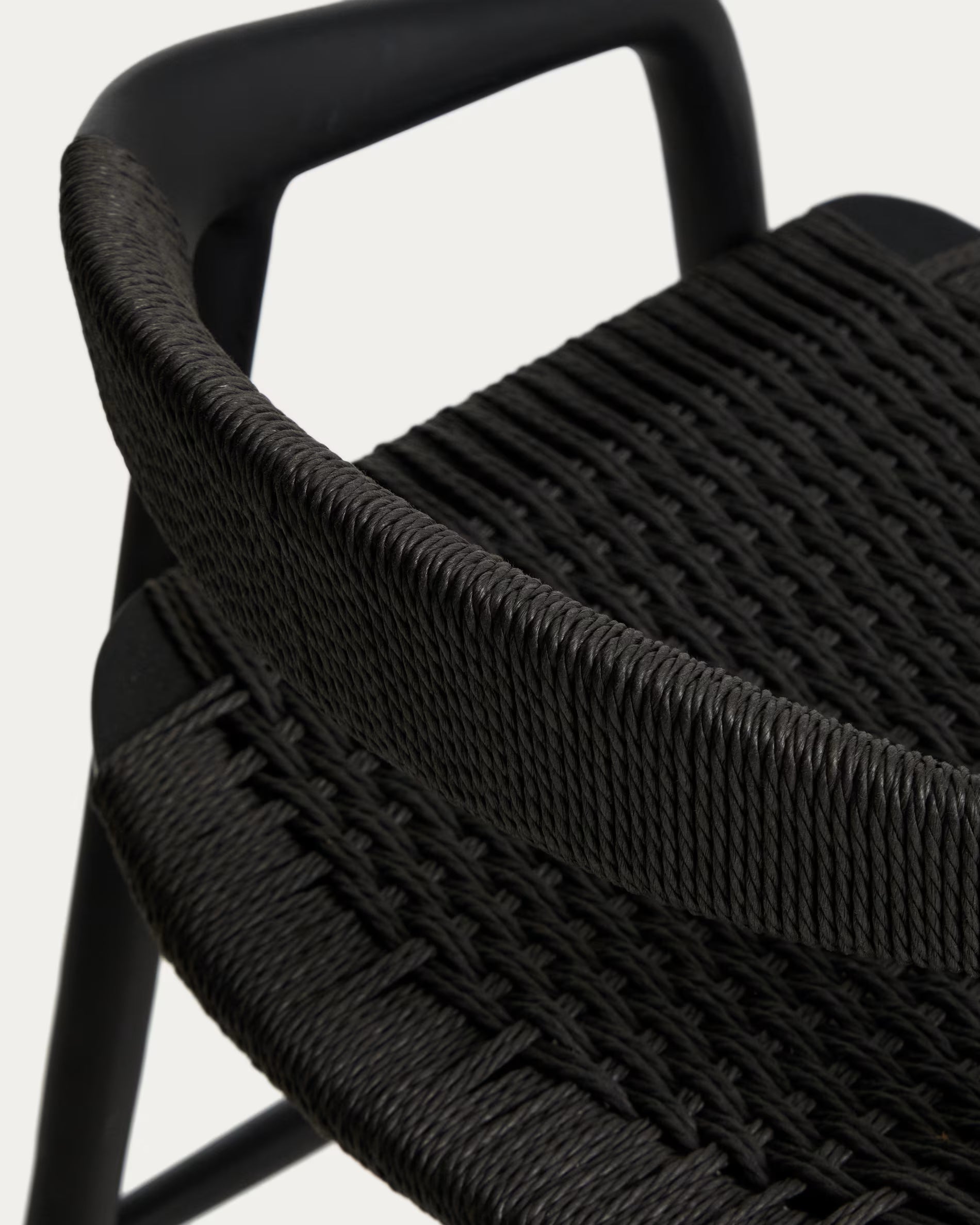 DERILE bar stool in black oak wood with a black cord.