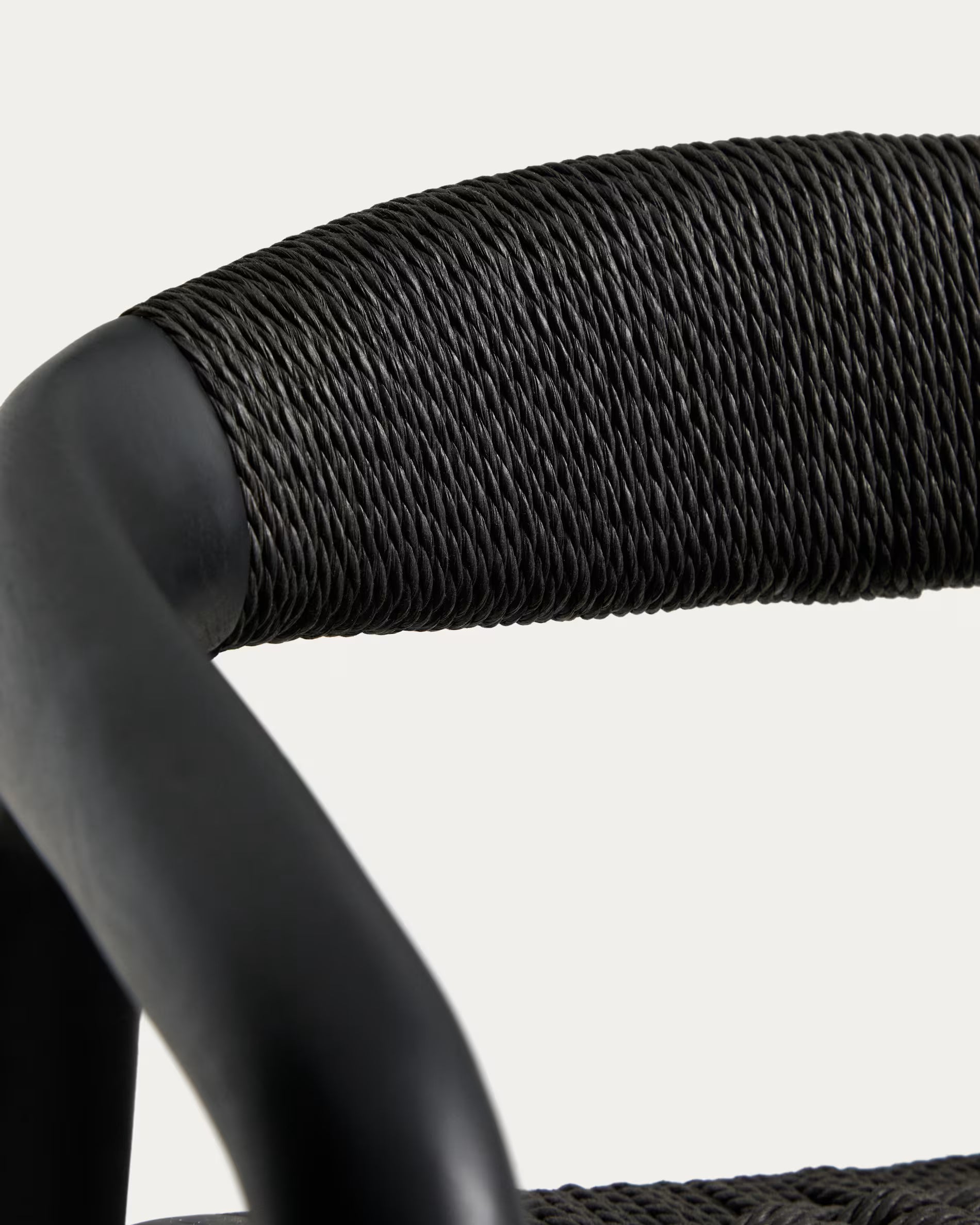 DERILE bar stool in black oak wood with a black cord.