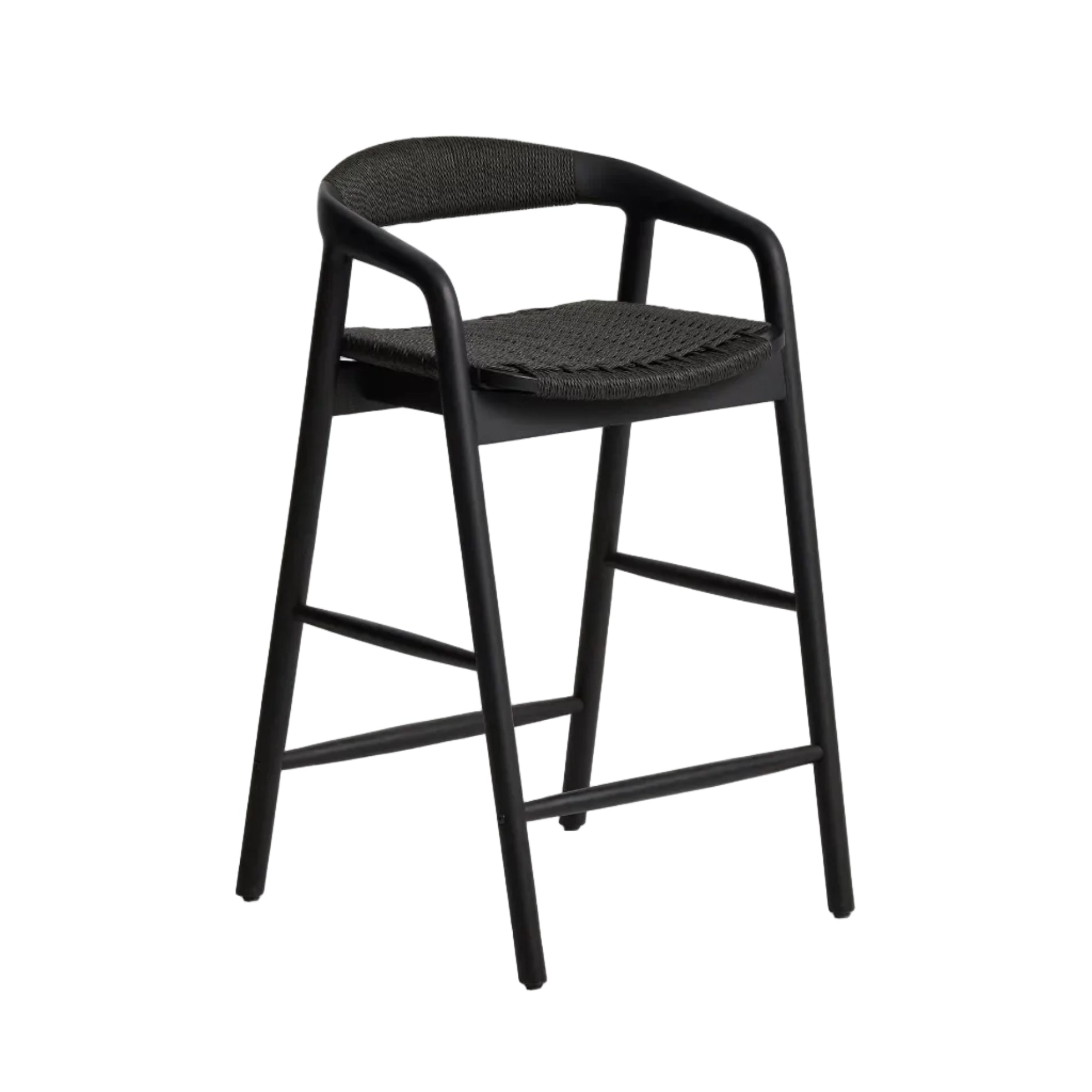DERILE bar stool in black oak wood with a black cord.