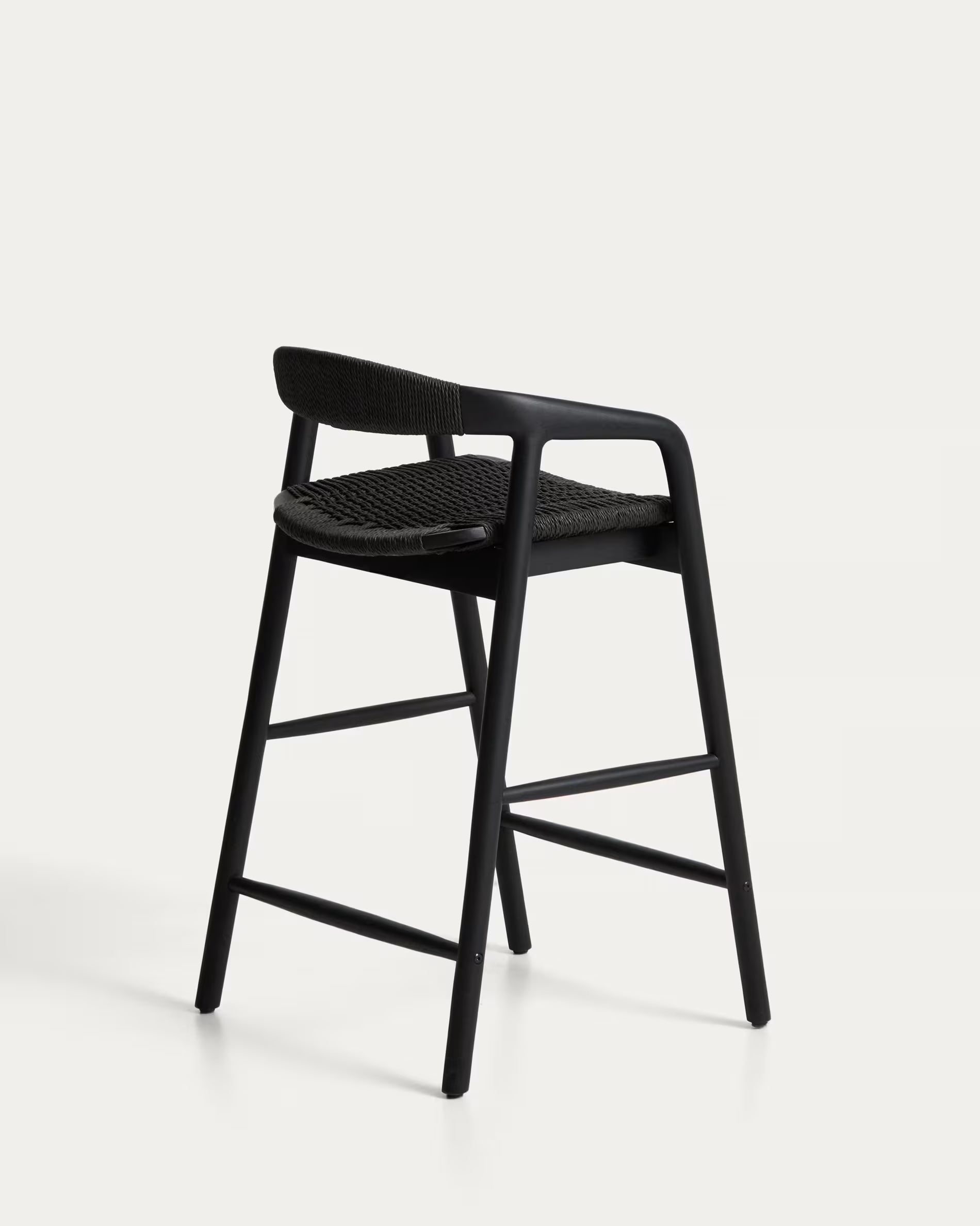 DERILE bar stool in black oak wood with a black cord.