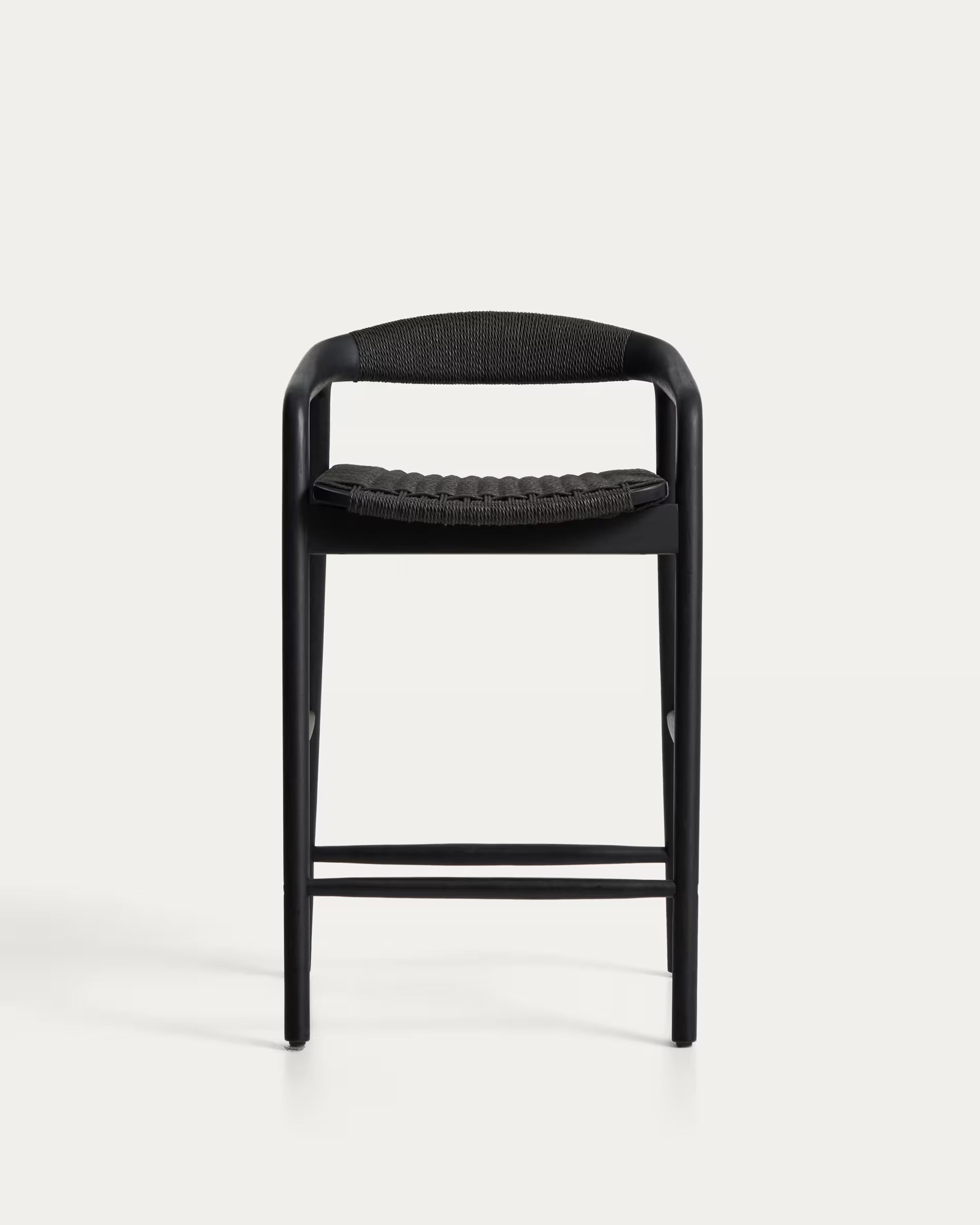 DERILE bar stool in black oak wood with a black cord.