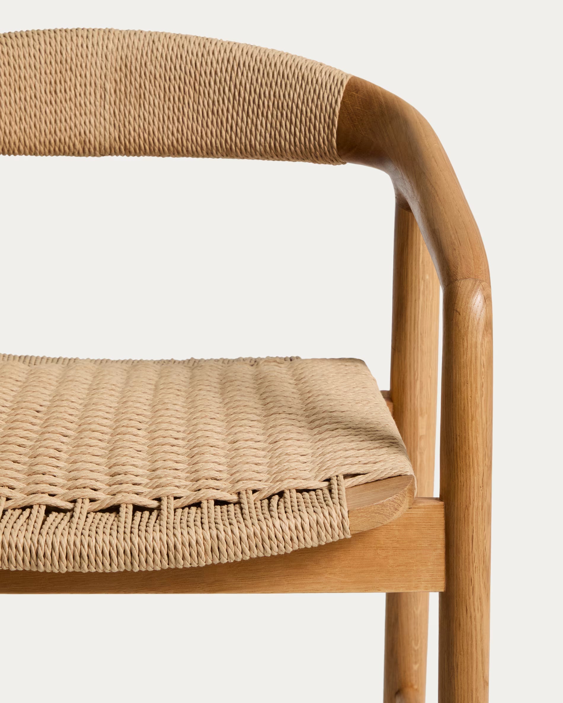 DERILE bar stool in oak wood with beige cord