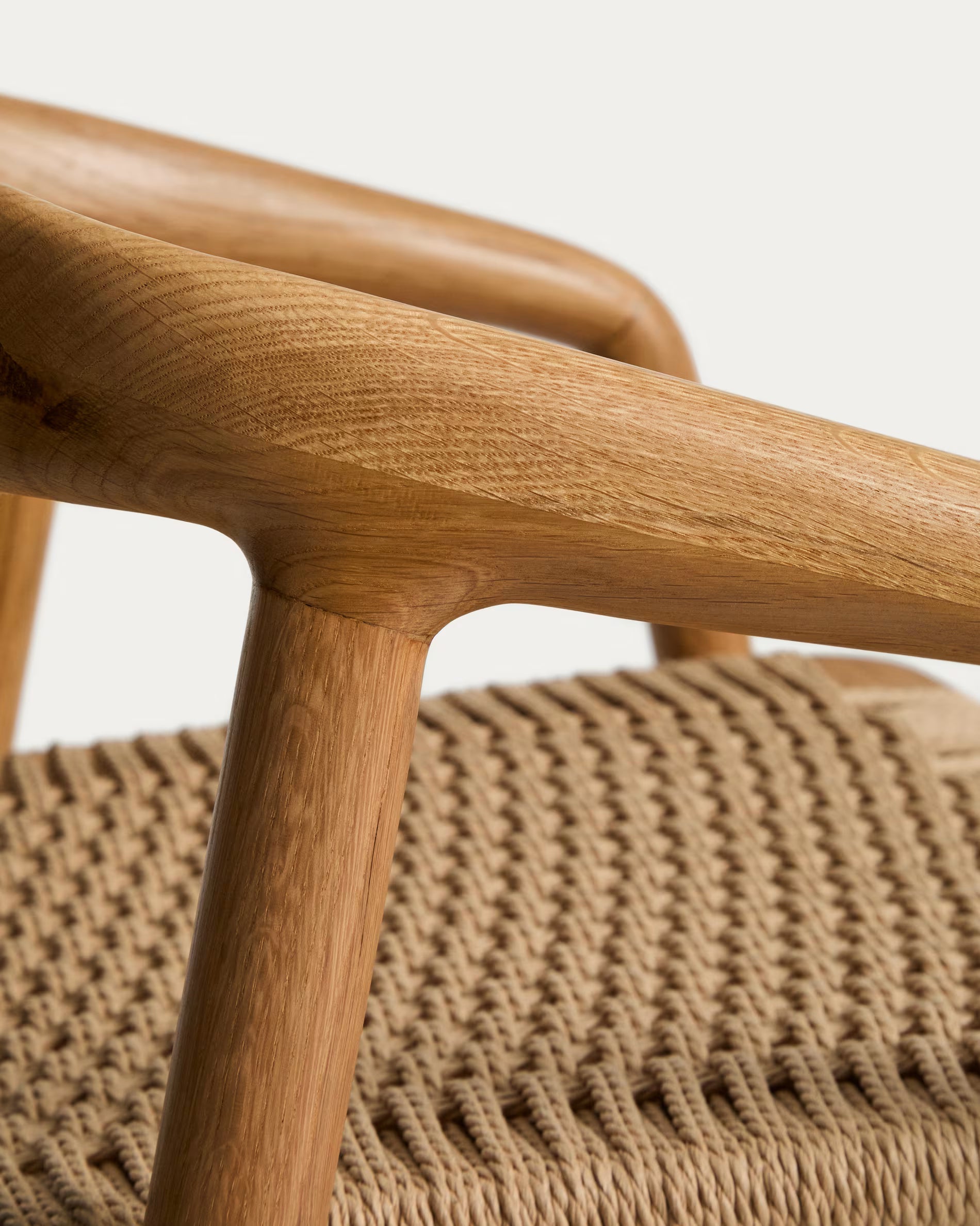 DERILE bar stool in oak wood with beige cord