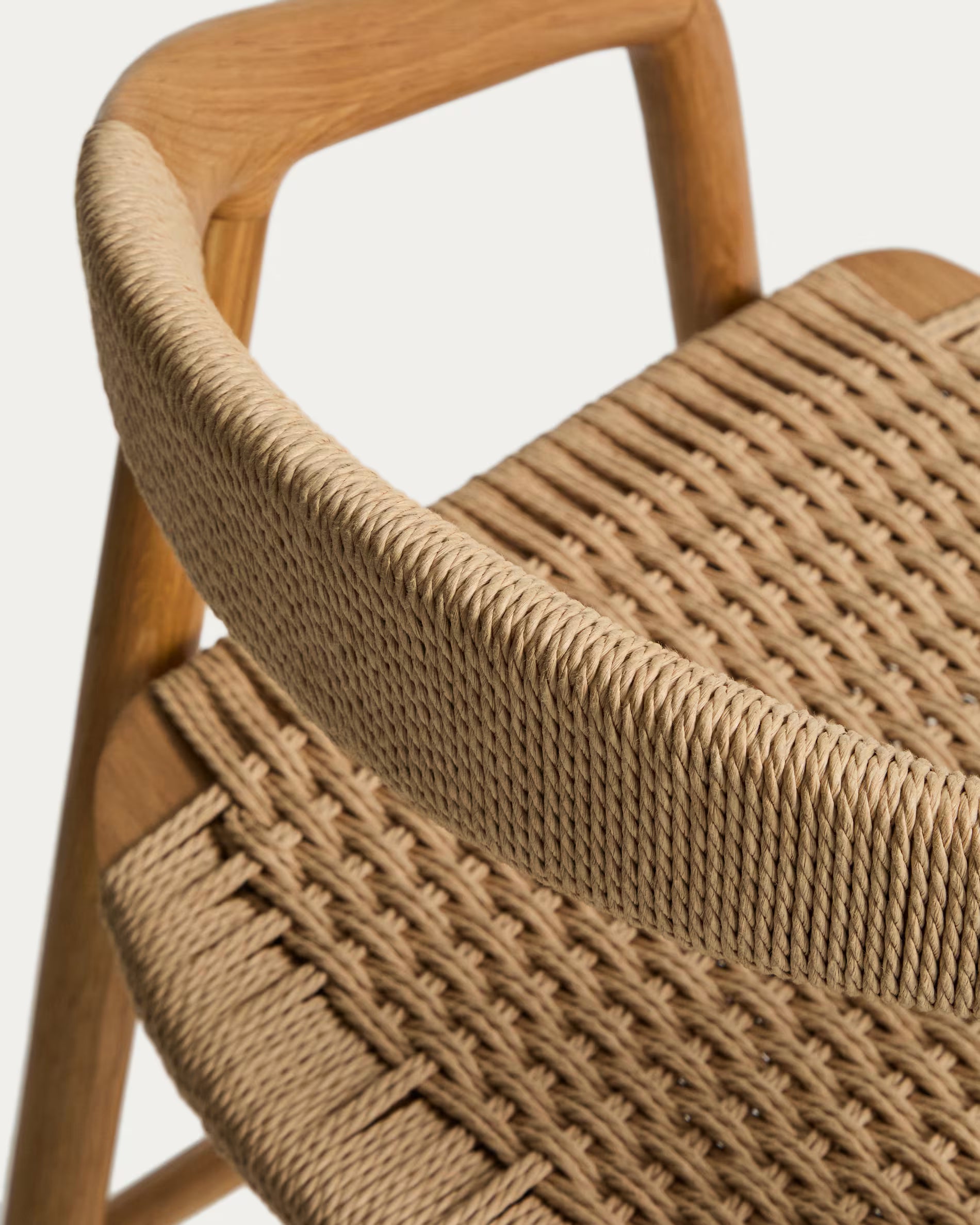 DERILE bar stool in oak wood with beige cord