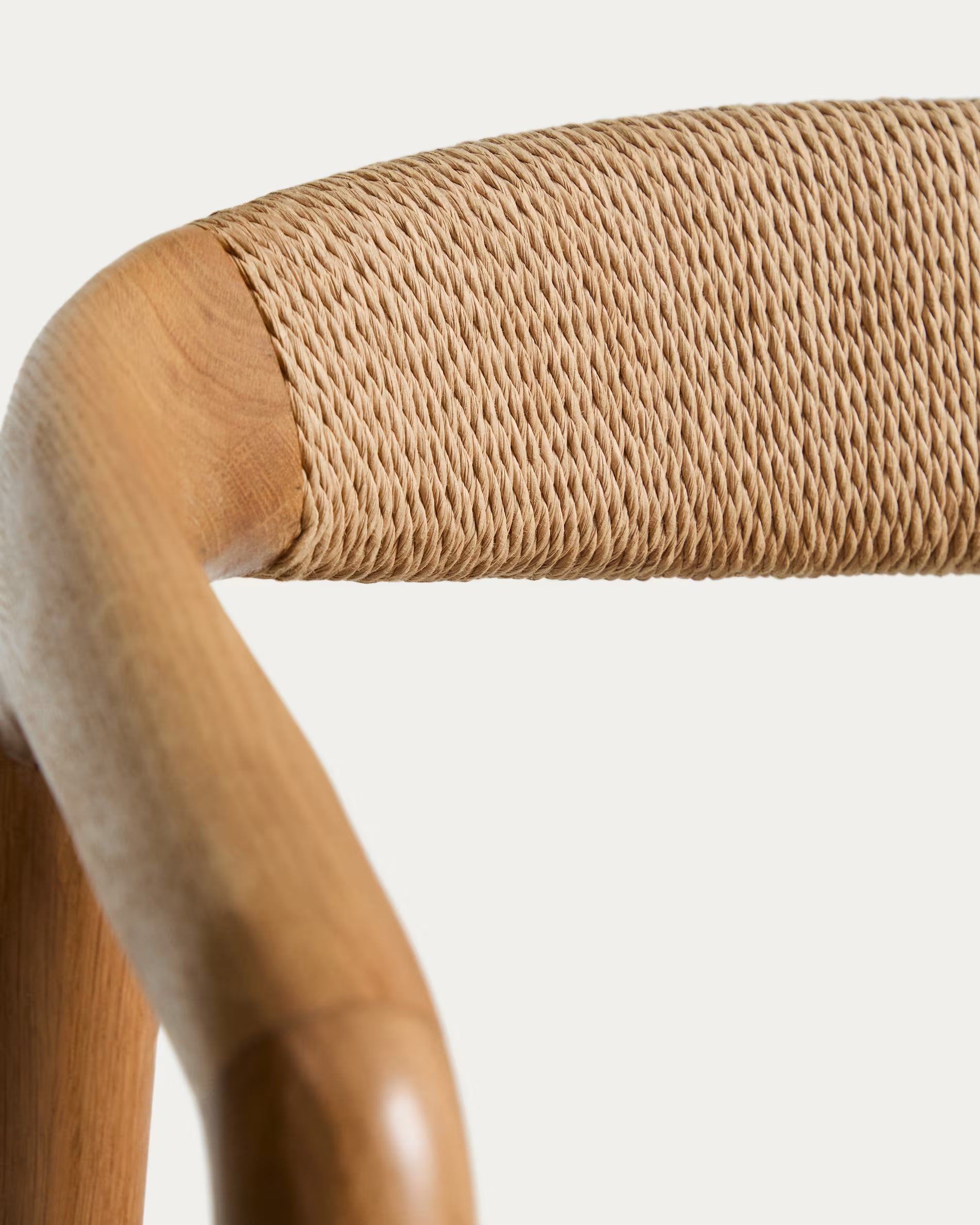 DERILE bar stool in oak wood with beige cord