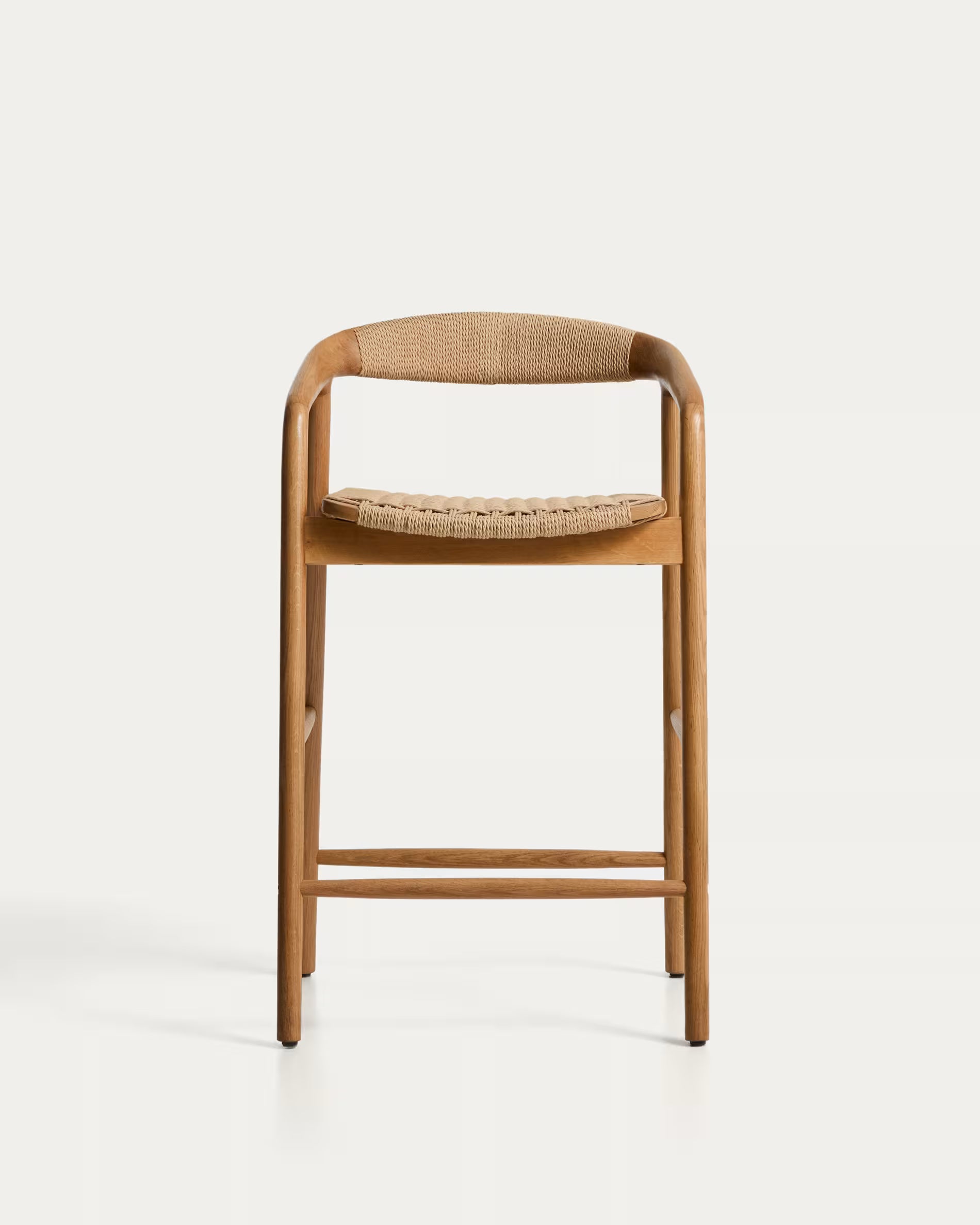 DERILE bar stool in oak wood with beige cord