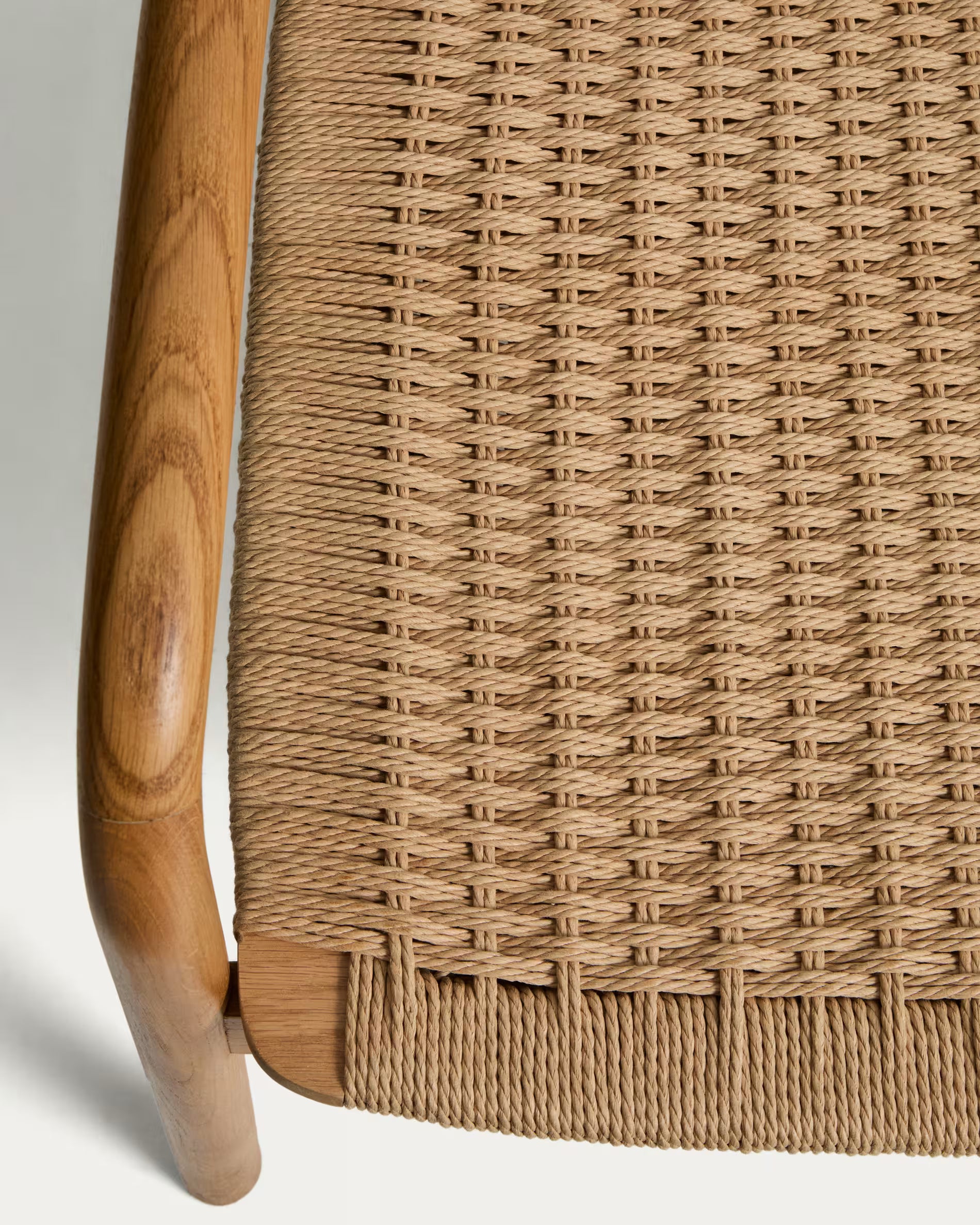 DERILE Beige Armchair with Wooden Base