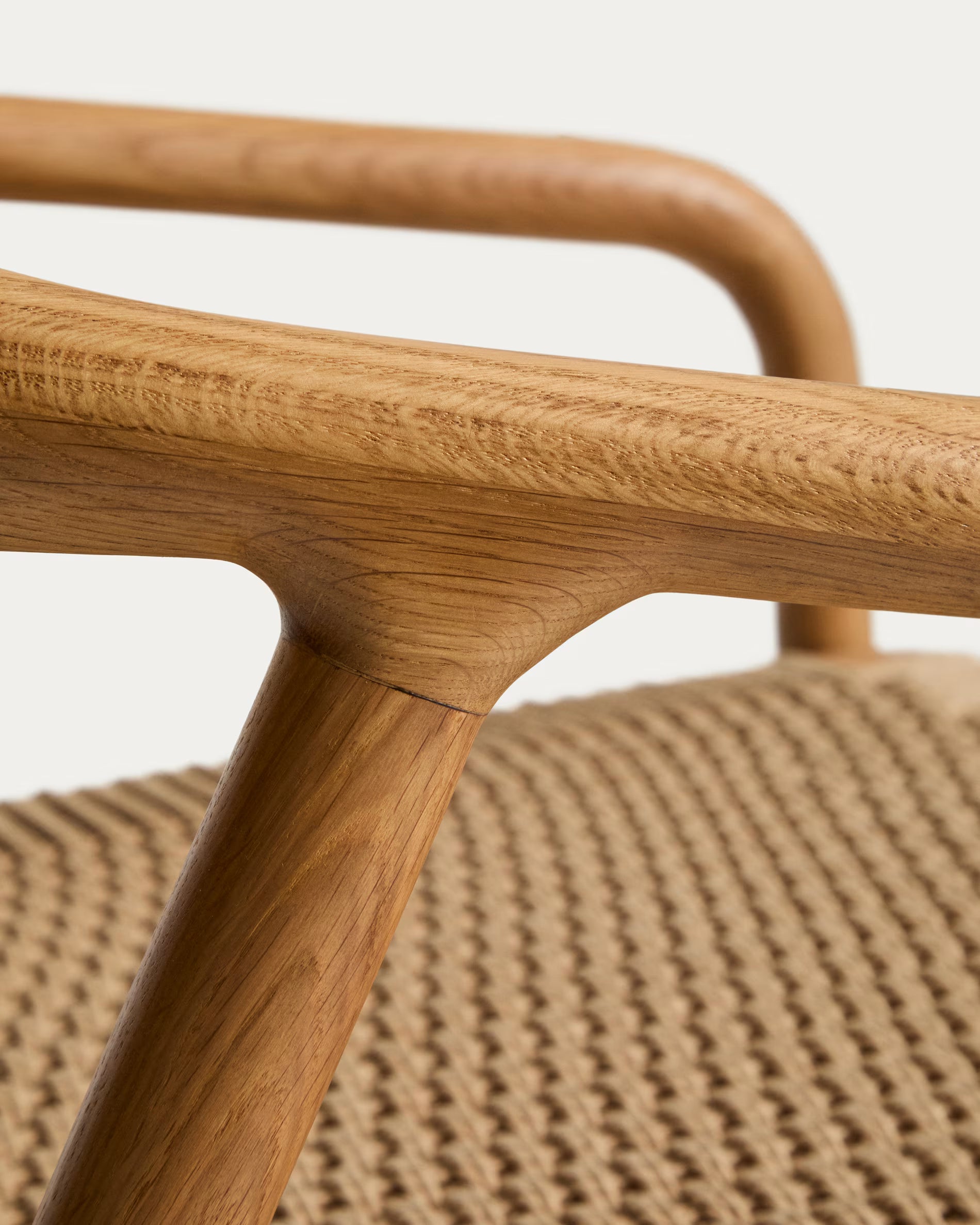 DERILE Beige Armchair with Wooden Base