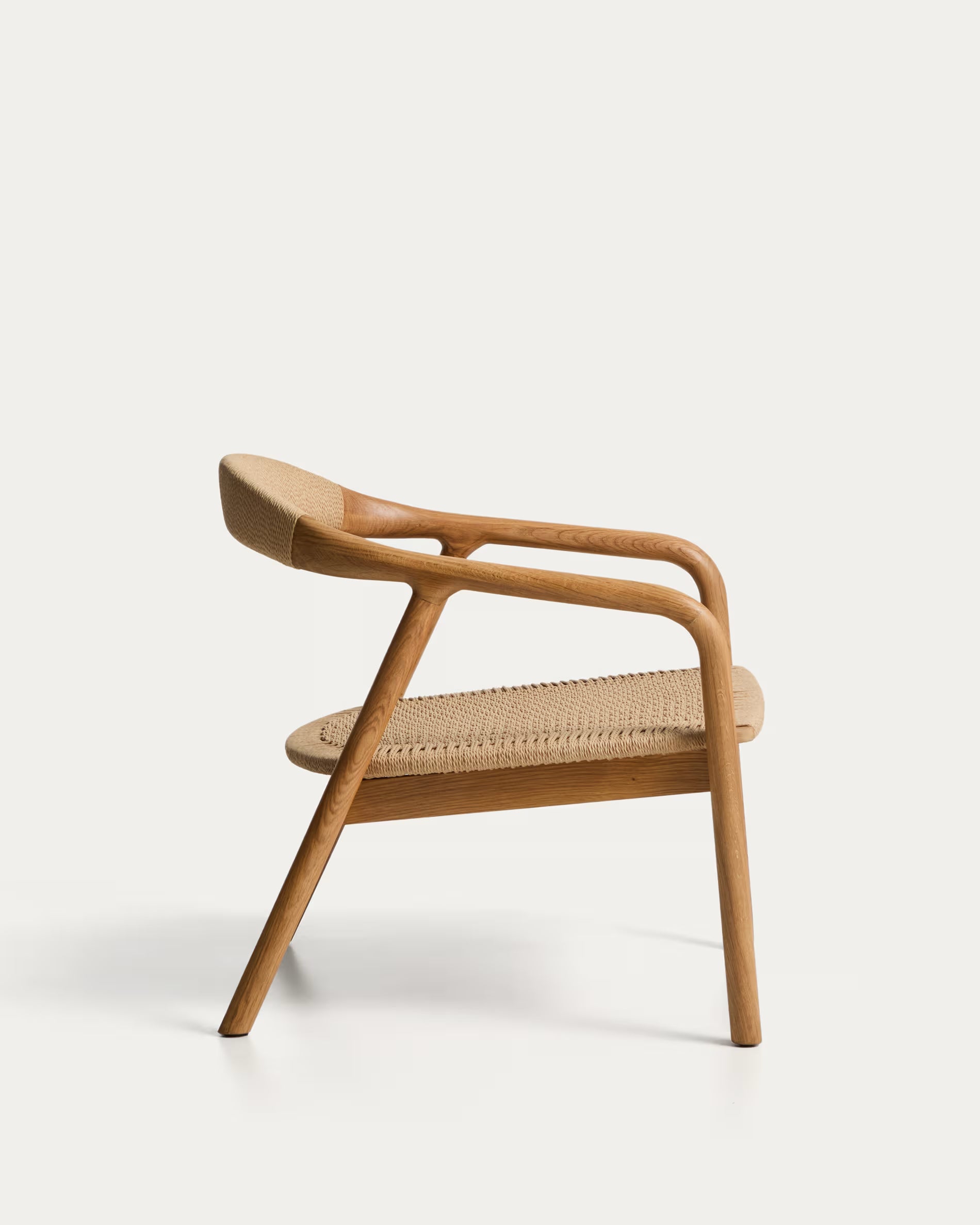 DERILE Beige Armchair with Wooden Base