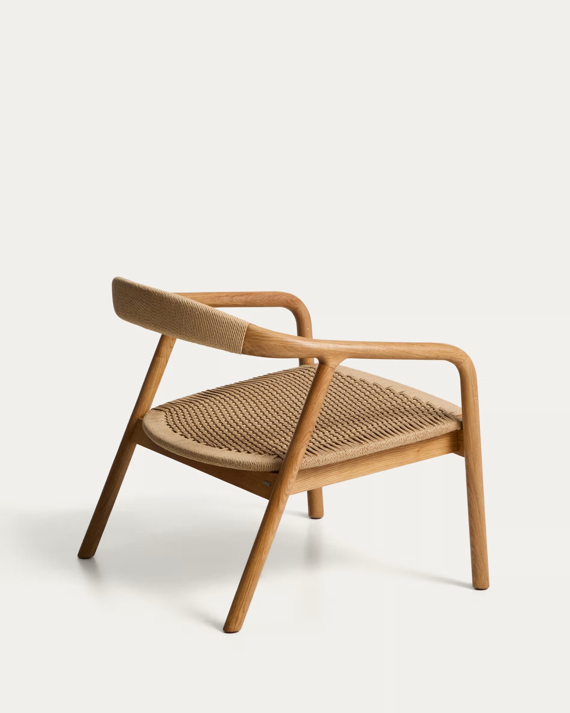 DERILE Beige Armchair with Wooden Base