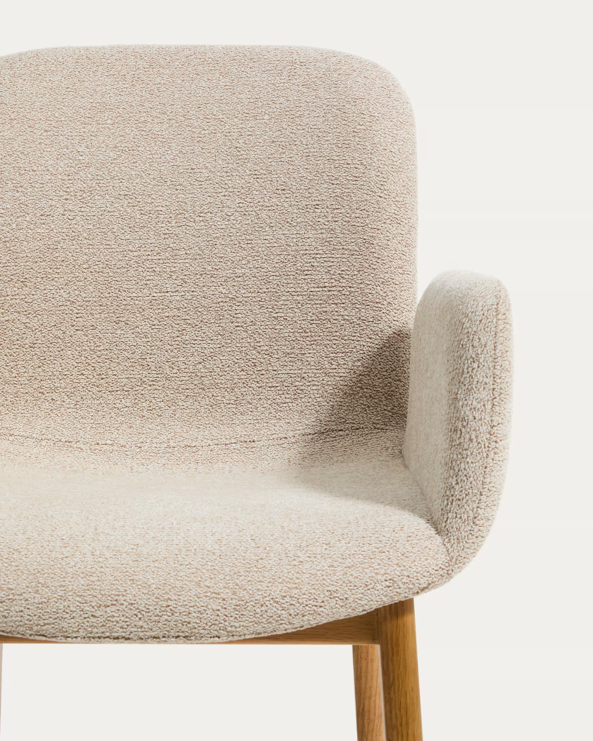 ELNOR Armchair in Beige Chenille with Oak Base