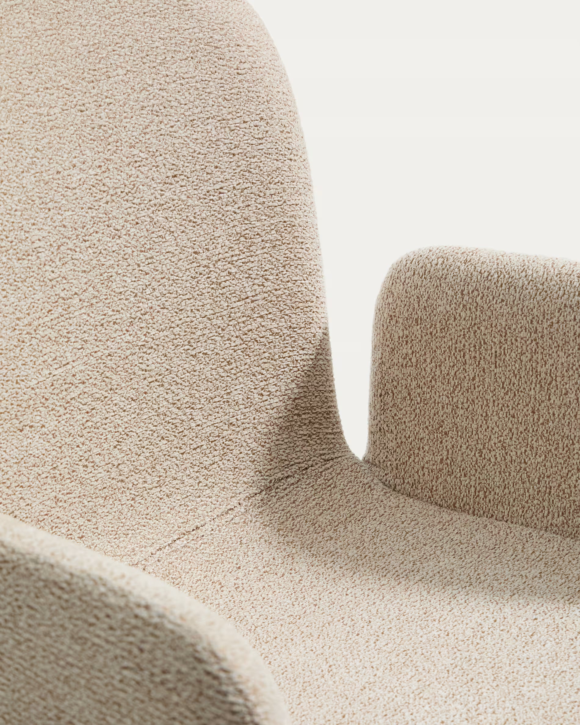 ELNOR Armchair in Beige Chenille with Oak Base