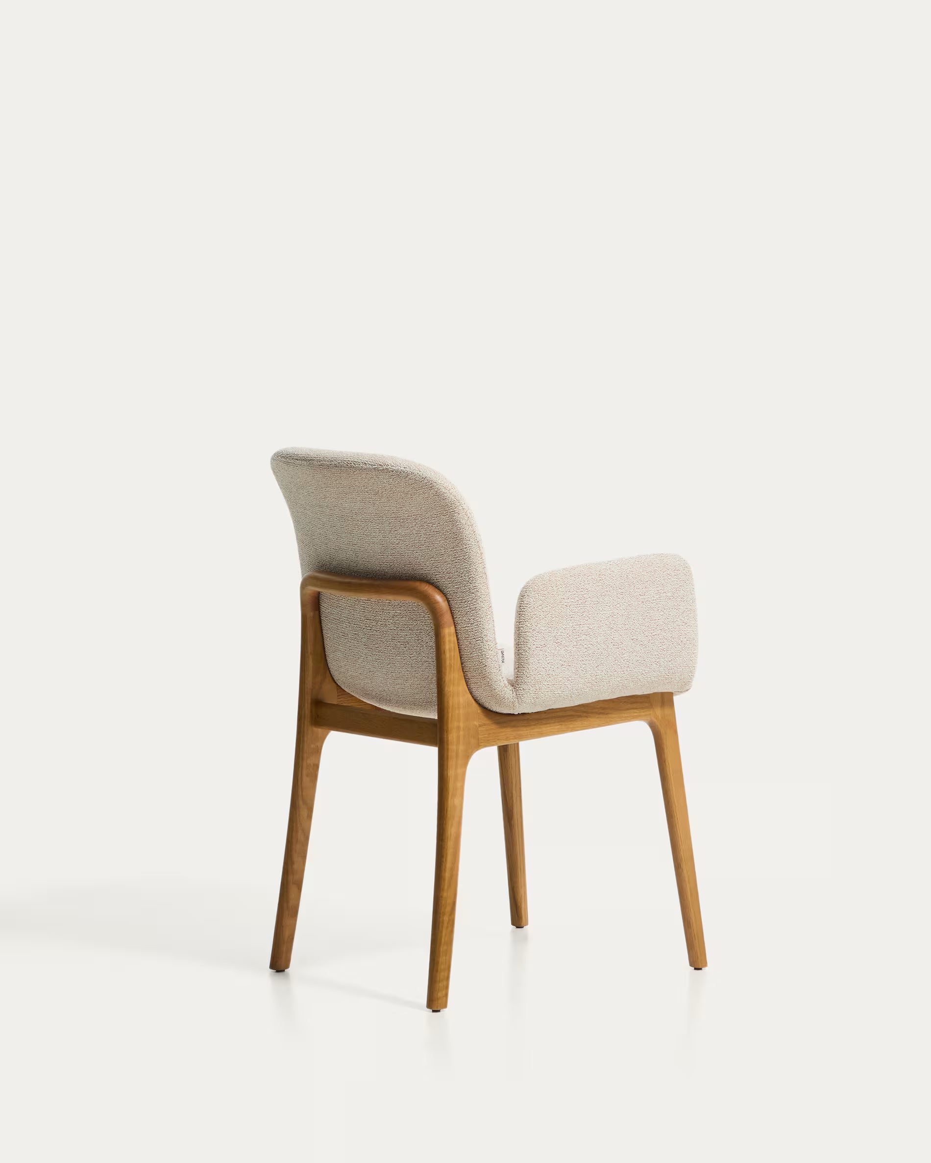 ELNOR Armchair in Beige Chenille with Oak Base