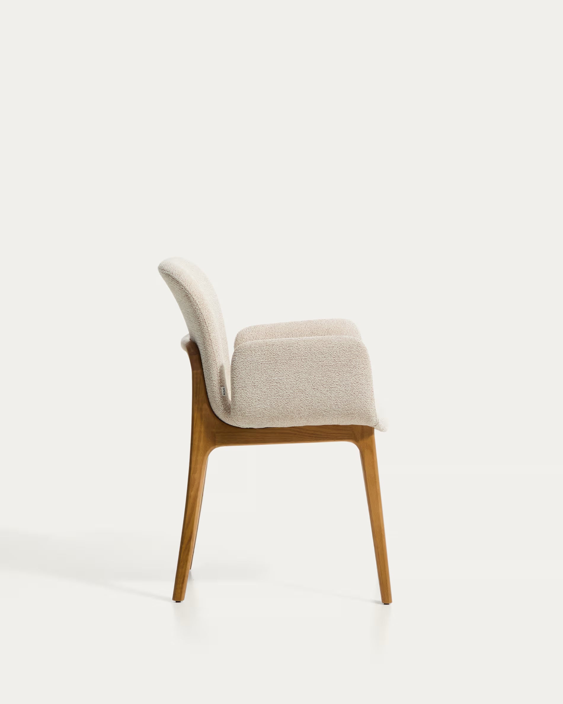 ELNOR Armchair in Beige Chenille with Oak Base