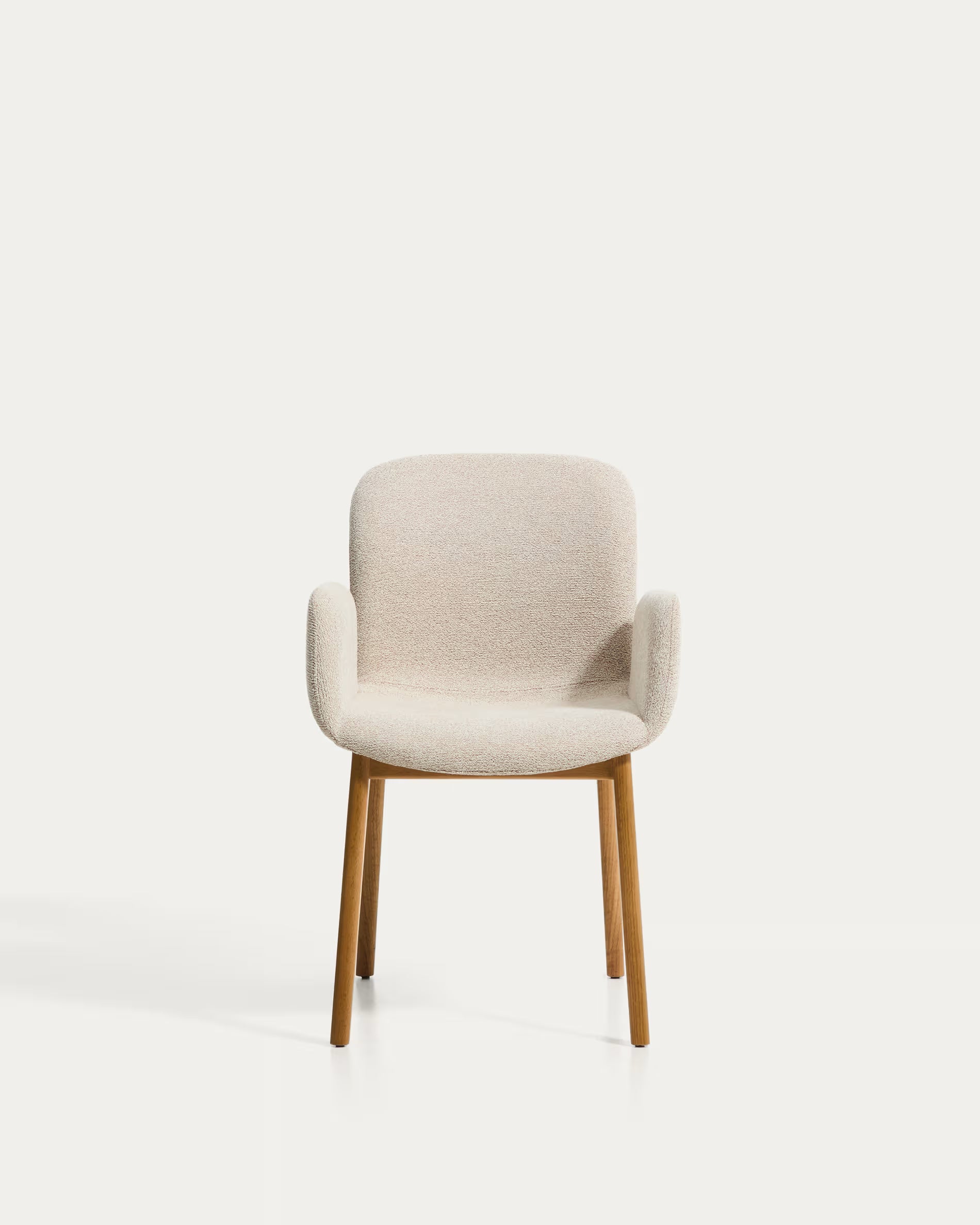 ELNOR Armchair in Beige Chenille with Oak Base