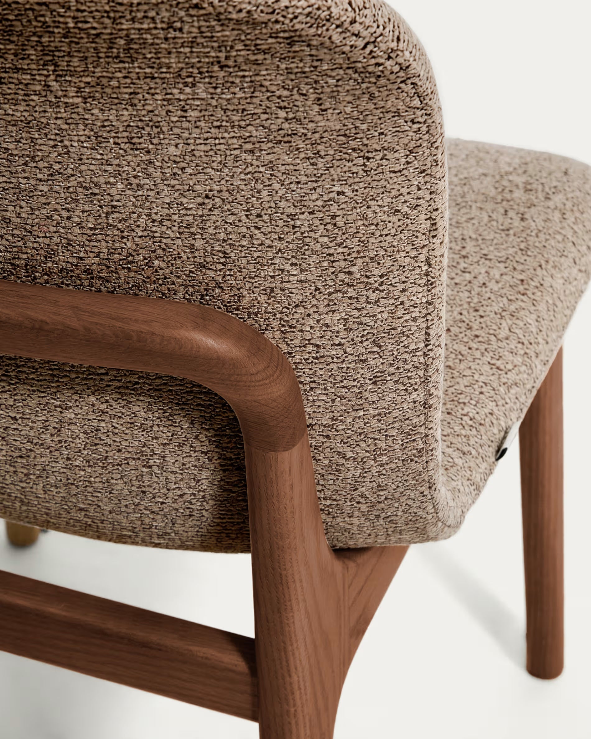 ELNOR chair in brown chenille with an oak base