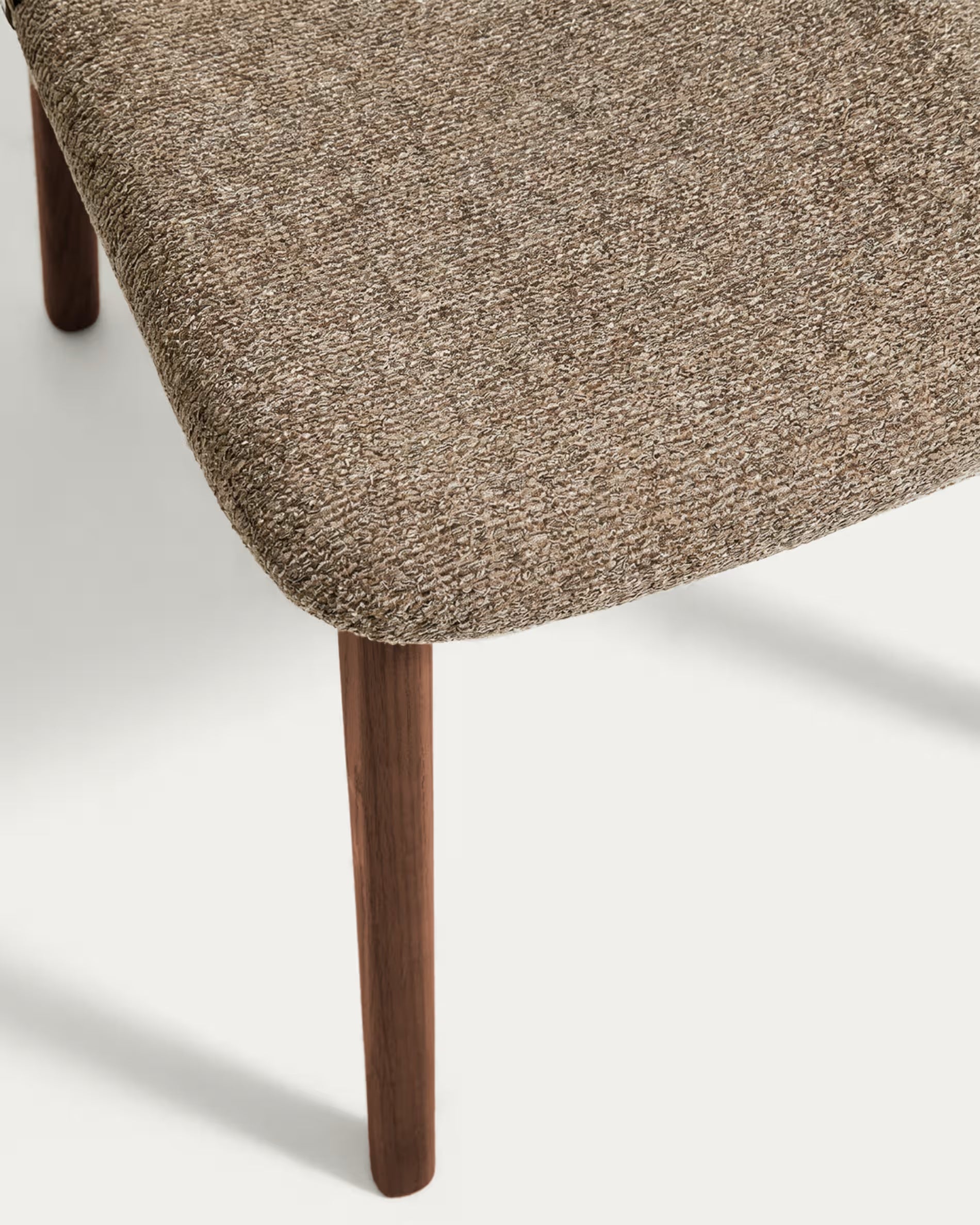 ELNOR chair in brown chenille with an oak base