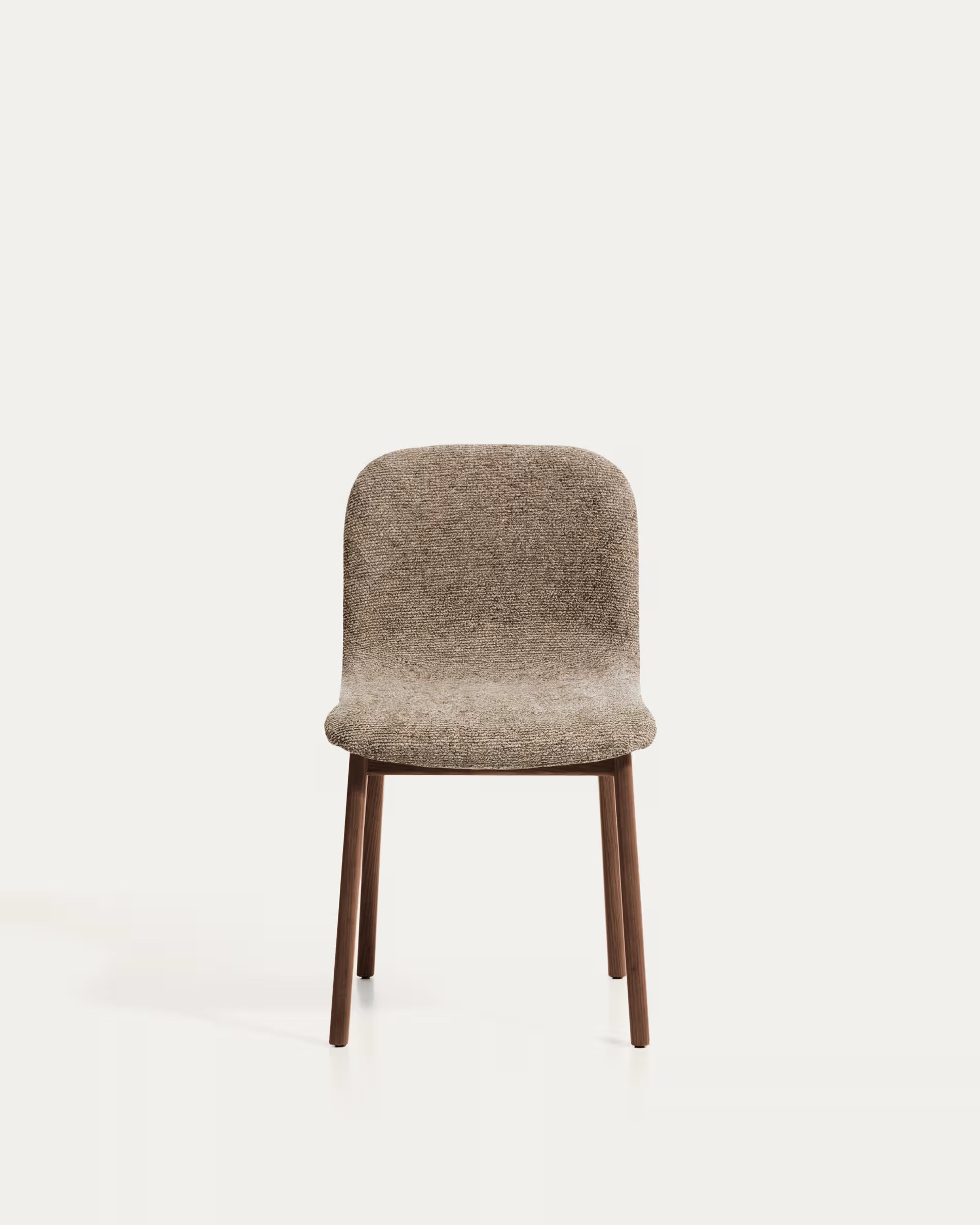ELNOR chair in brown chenille with an oak base