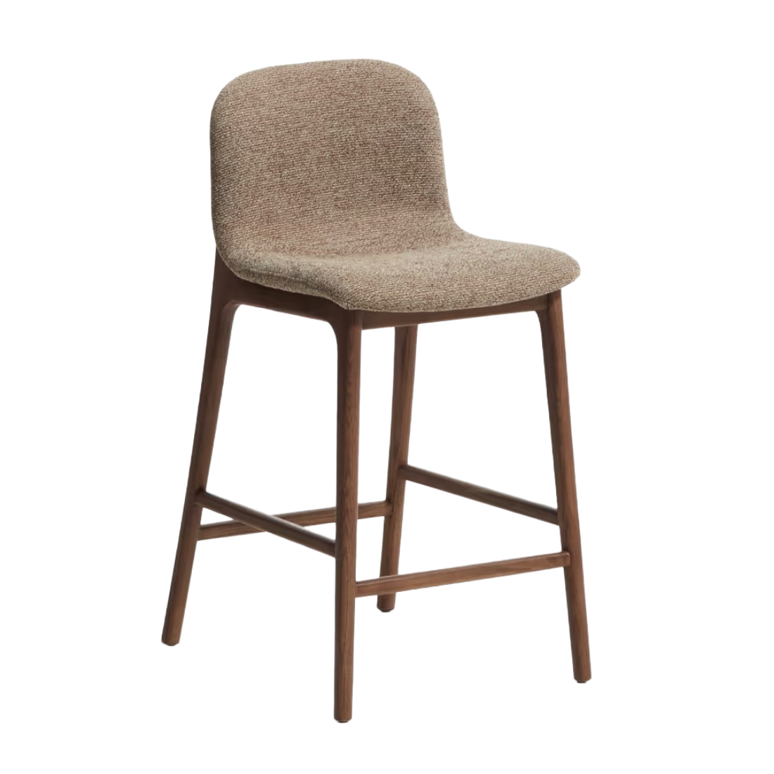 ELNOR stool in brown chenille with an oak base