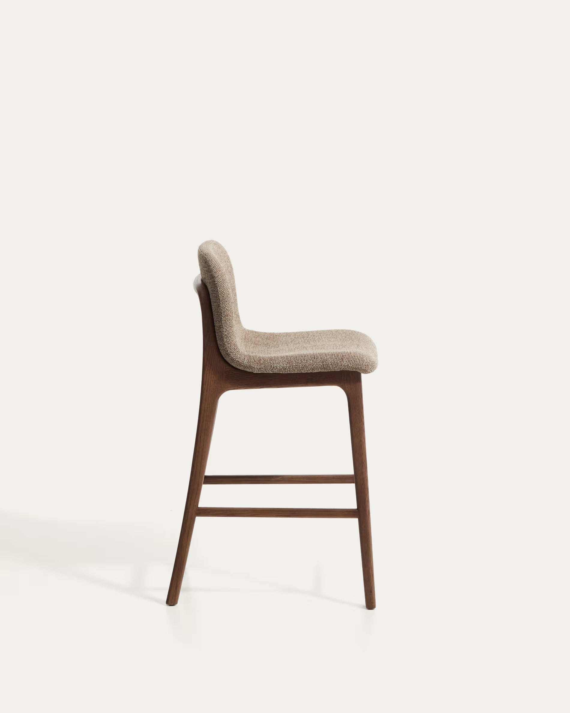 ELNOR stool in brown chenille with an oak base