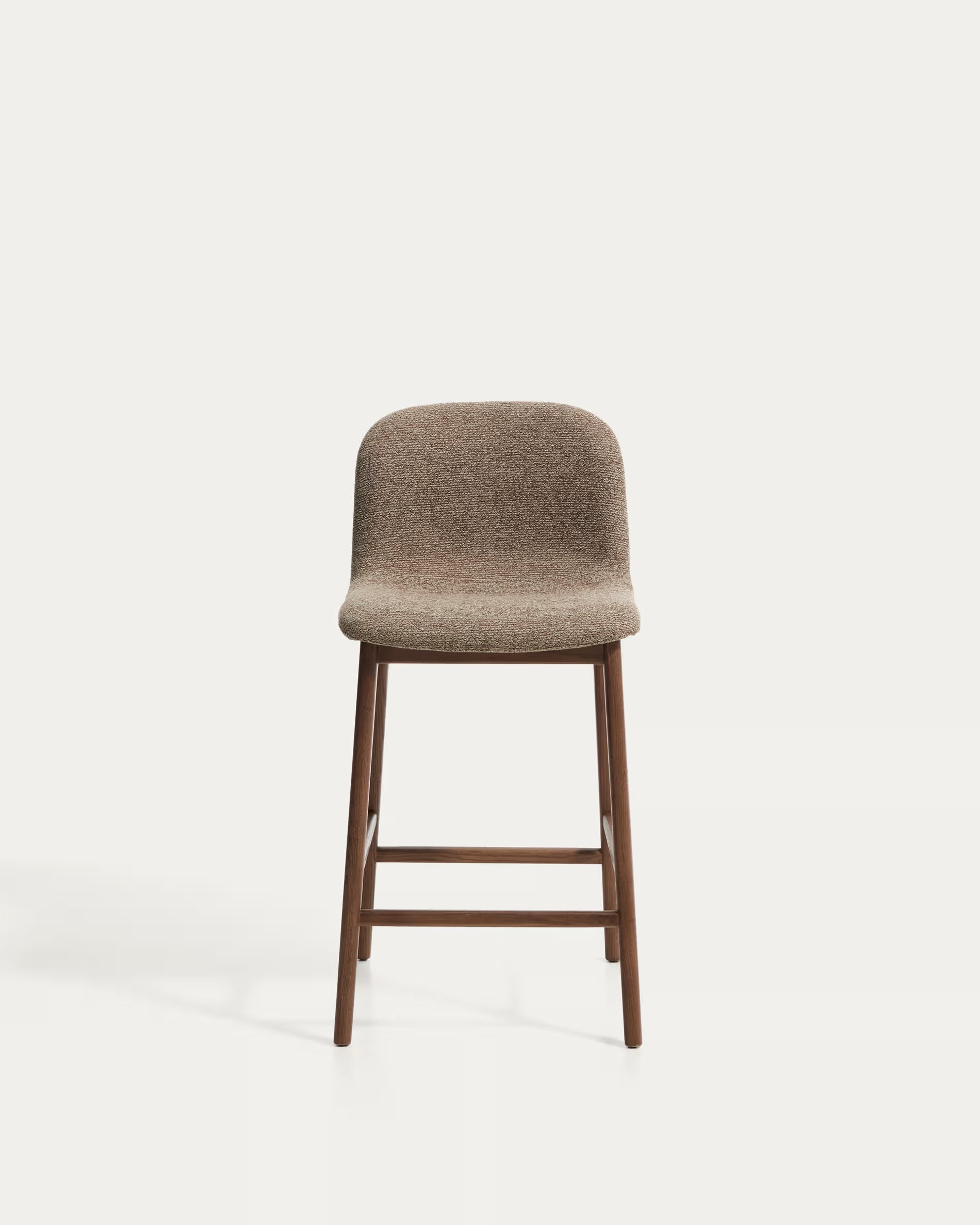 ELNOR stool in brown chenille with an oak base