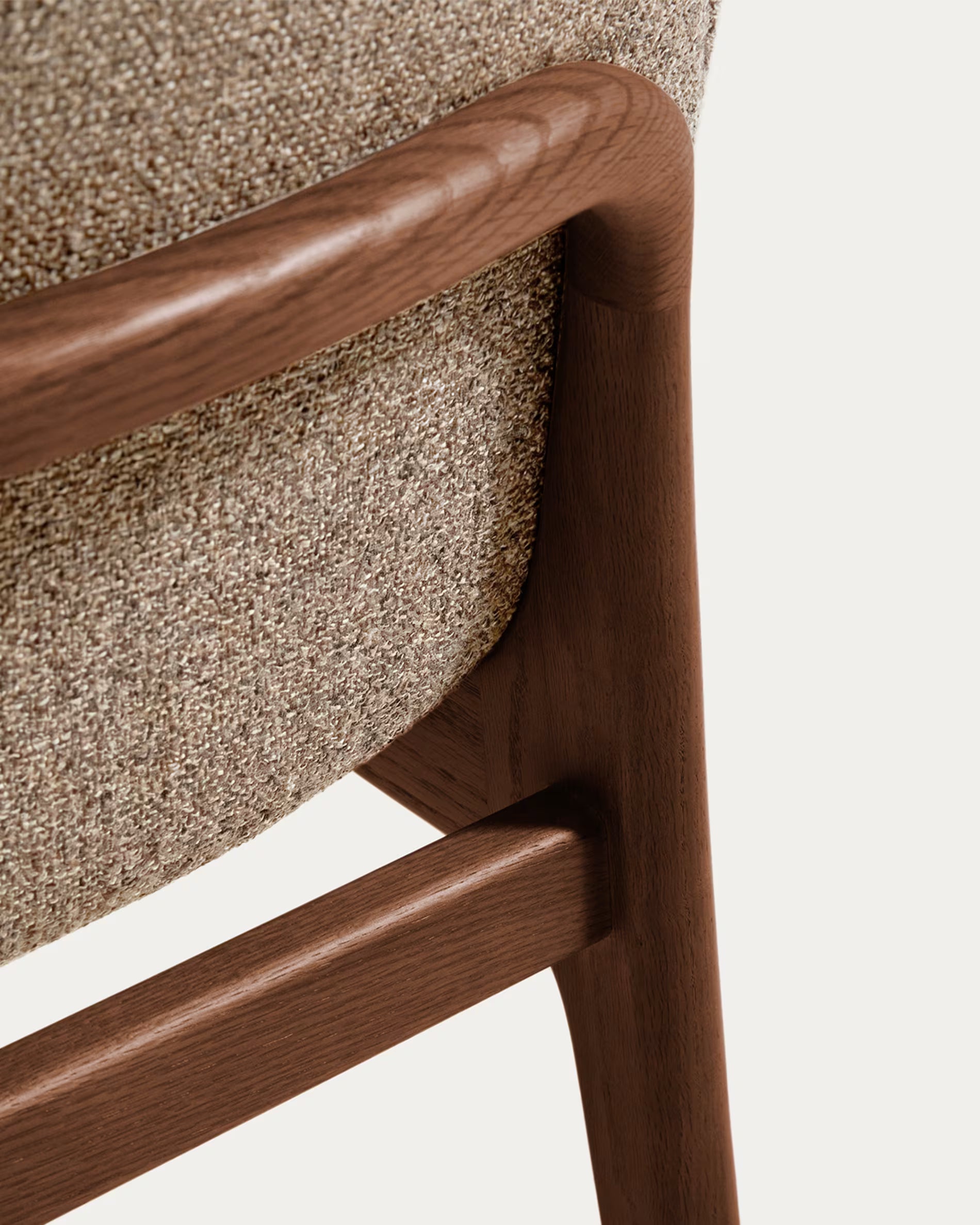 ELNOR armchair in brown chenille with an oak base.