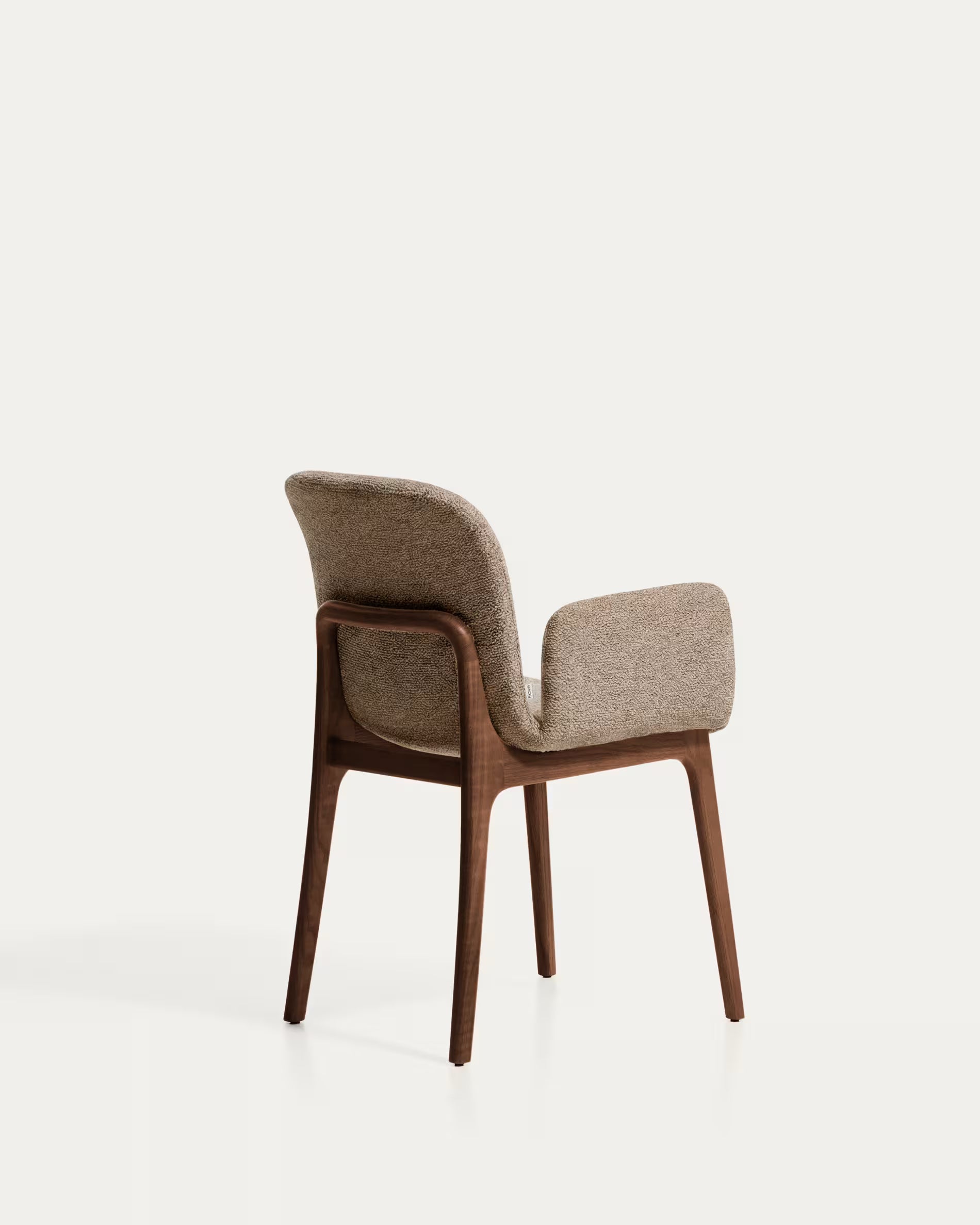 ELNOR armchair in brown chenille with an oak base.