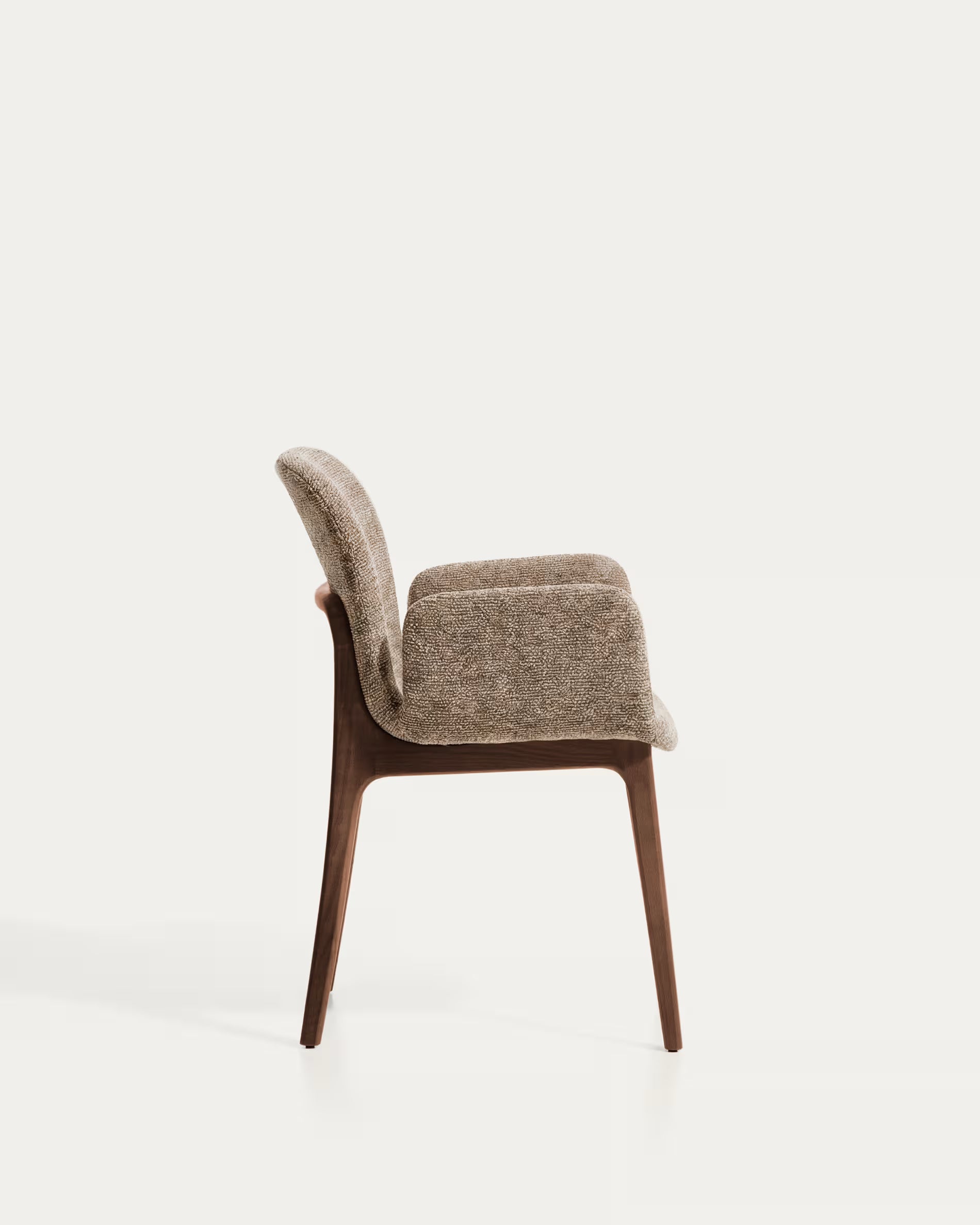 ELNOR armchair in brown chenille with an oak base.