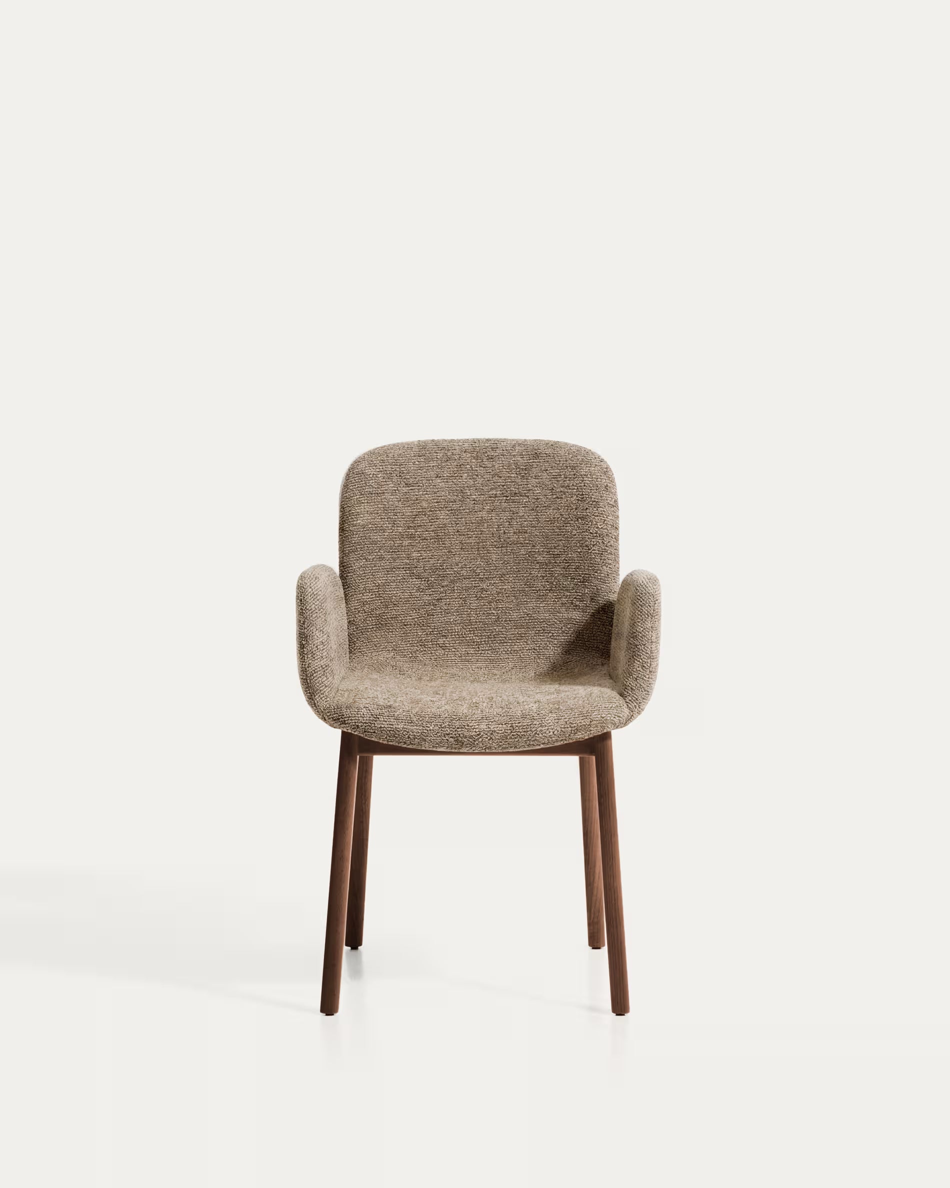 ELNOR armchair in brown chenille with an oak base.