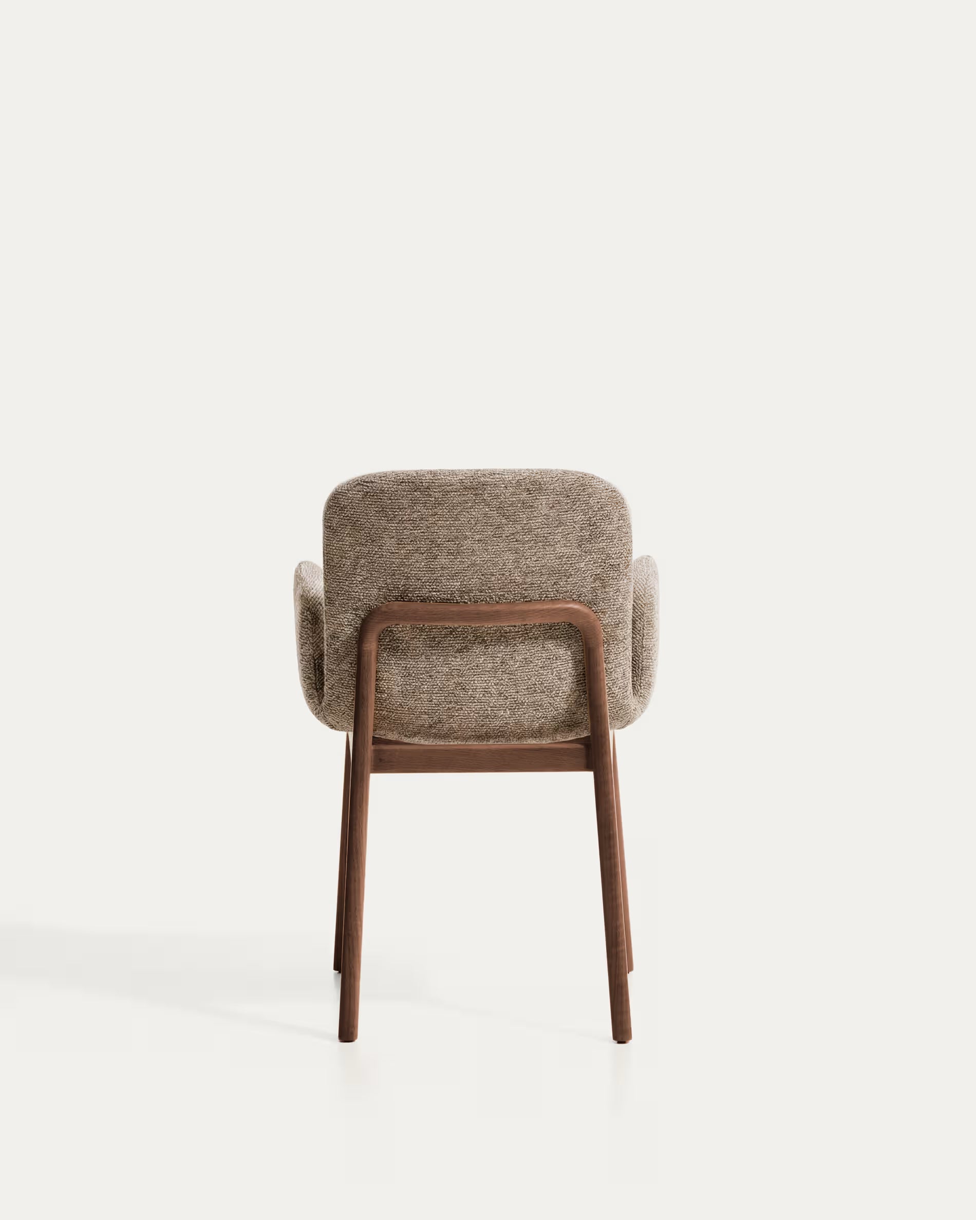 ELNOR armchair in brown chenille with an oak base.