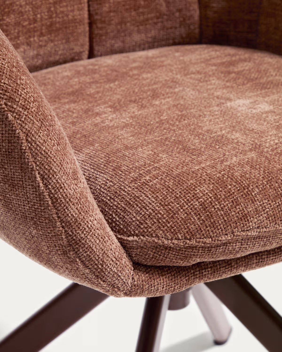 DORINA Brown Chenille Swivel Chair
