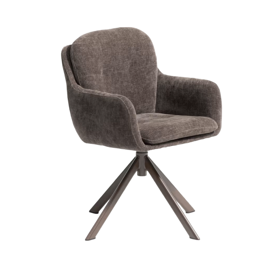 LEXA swivel chair in brown chenille